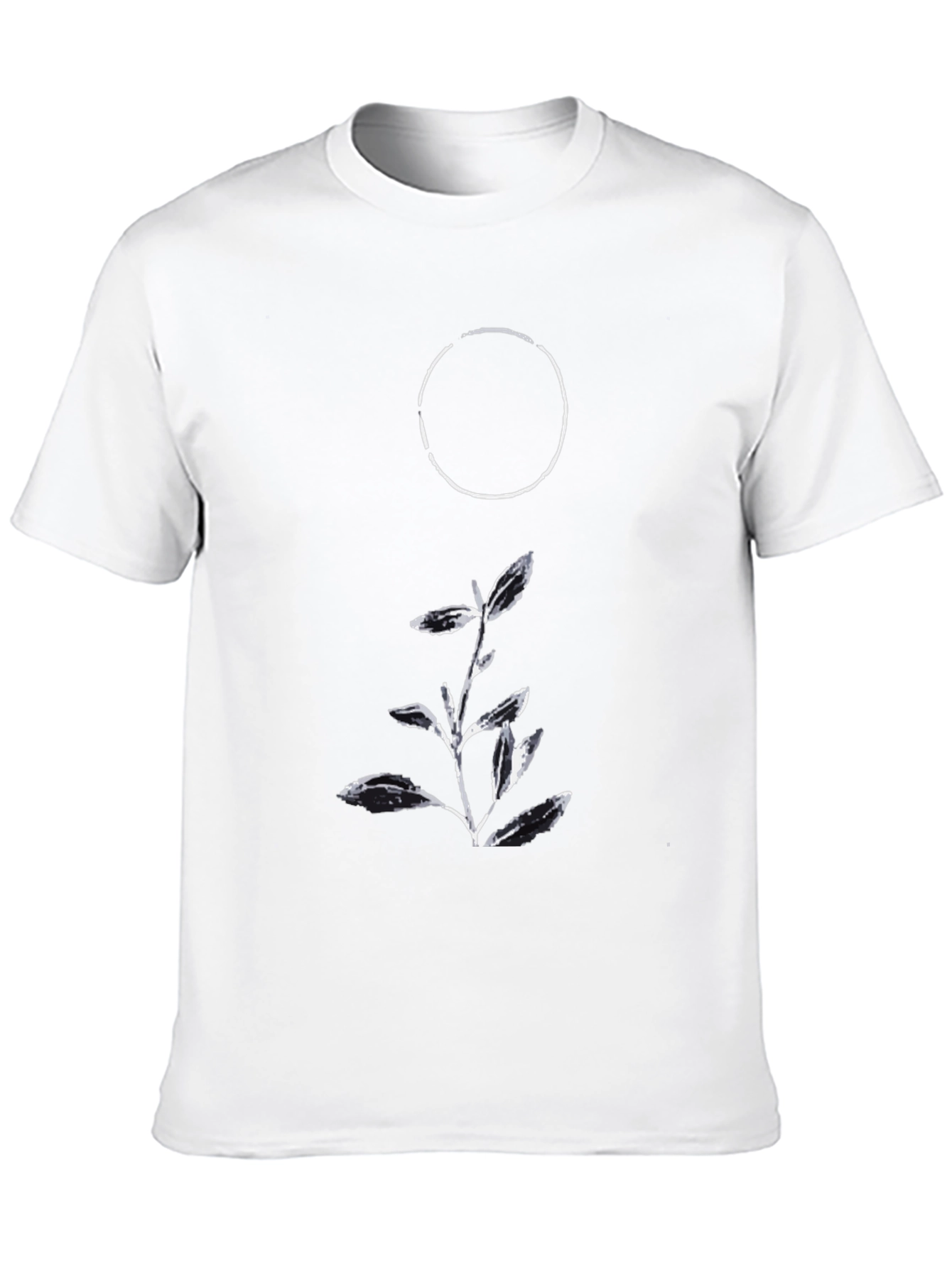 Minimalist Graphic Tee: Circle & Botanical Design