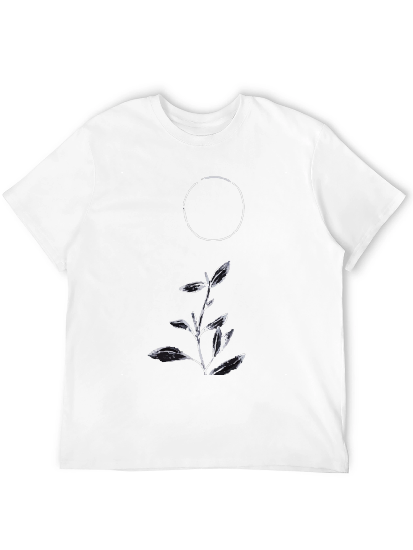 Minimalist Graphic Tee: Circle & Botanical Design