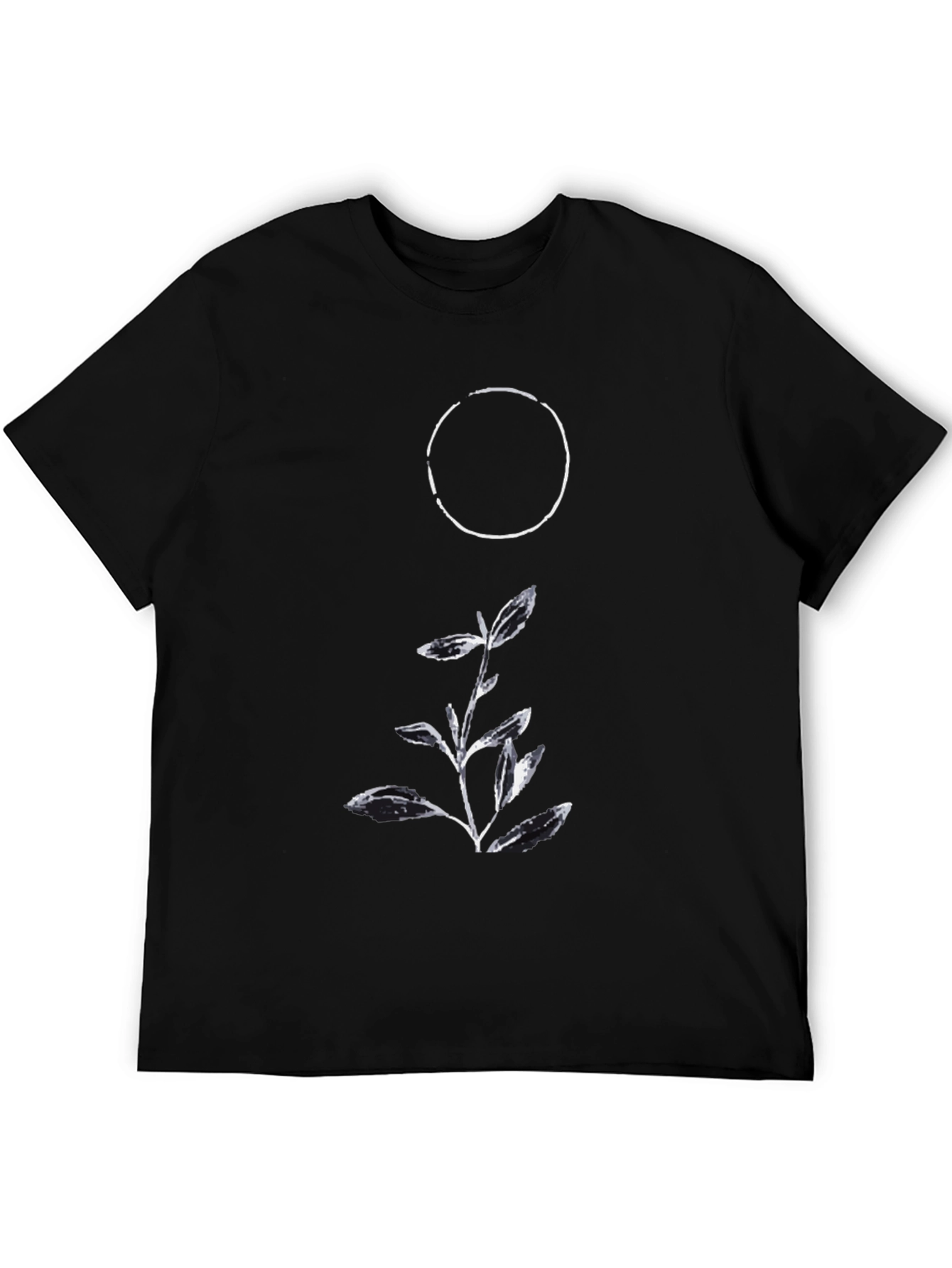 Minimalist Graphic Tee: Circle & Botanical Design