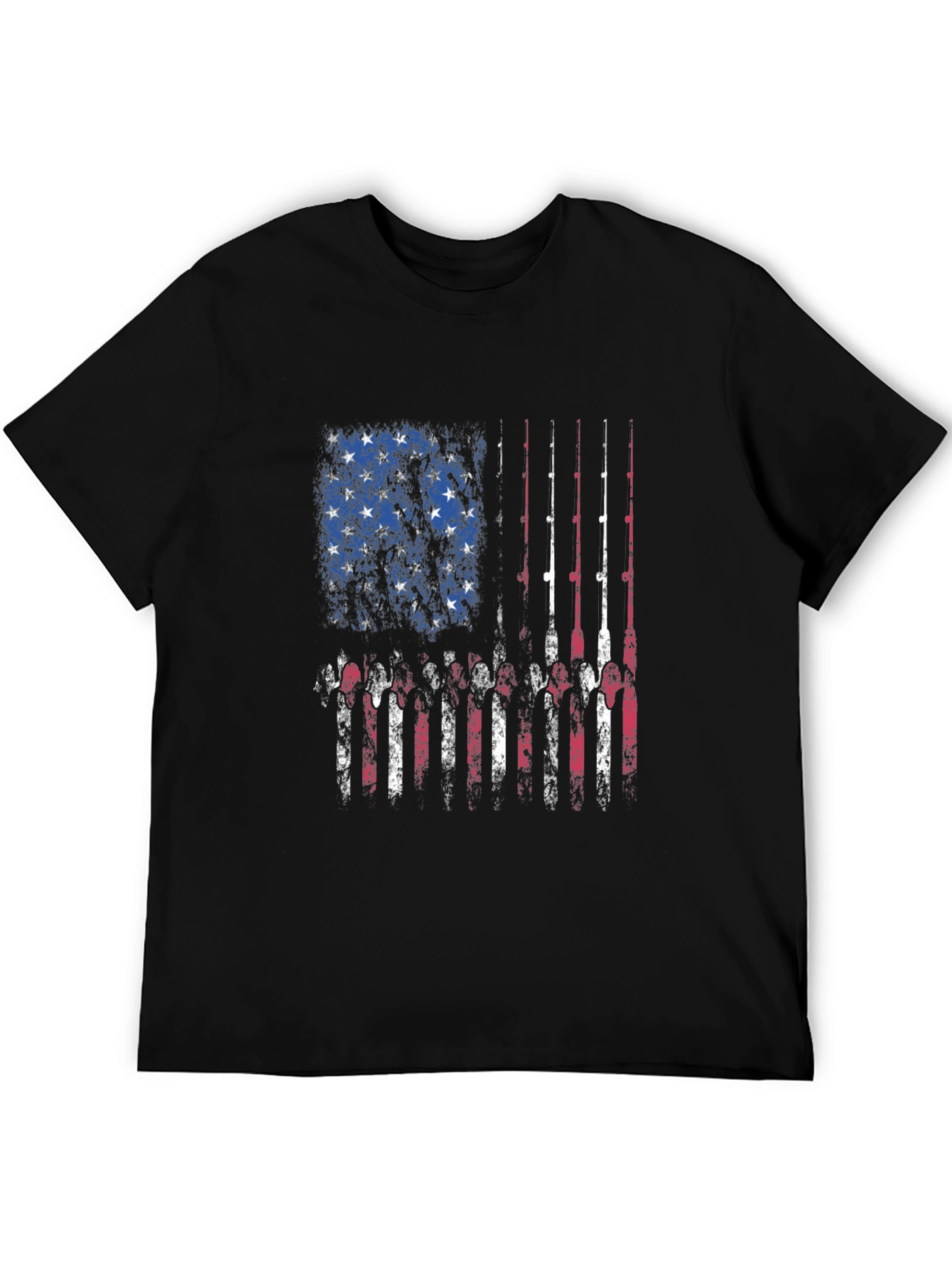 Fishing Rod American Flag Patriotic T-Shirt