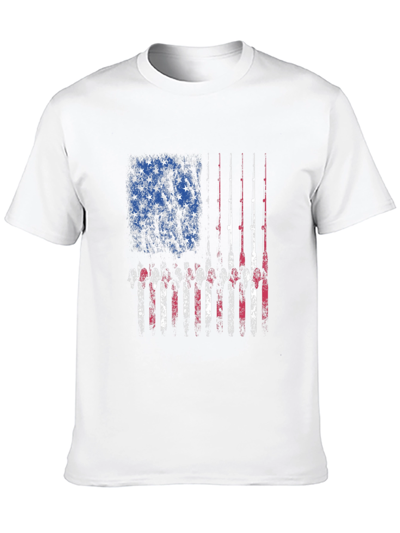 Fishing Rod American Flag Patriotic T-Shirt