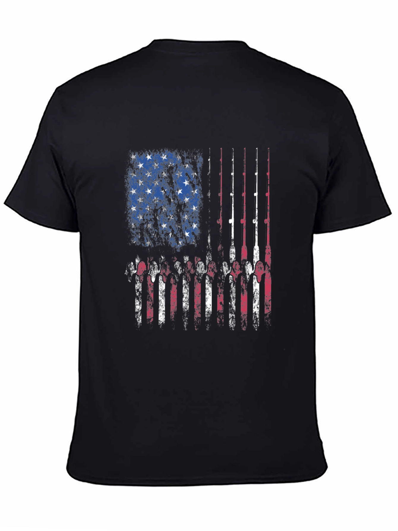 Fishing Rod American Flag Patriotic T-Shirt