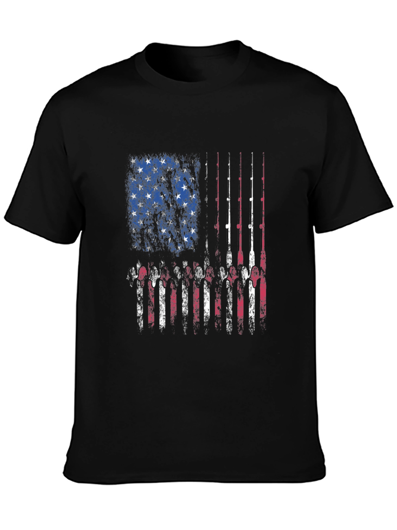 Fishing Rod American Flag Patriotic T-Shirt