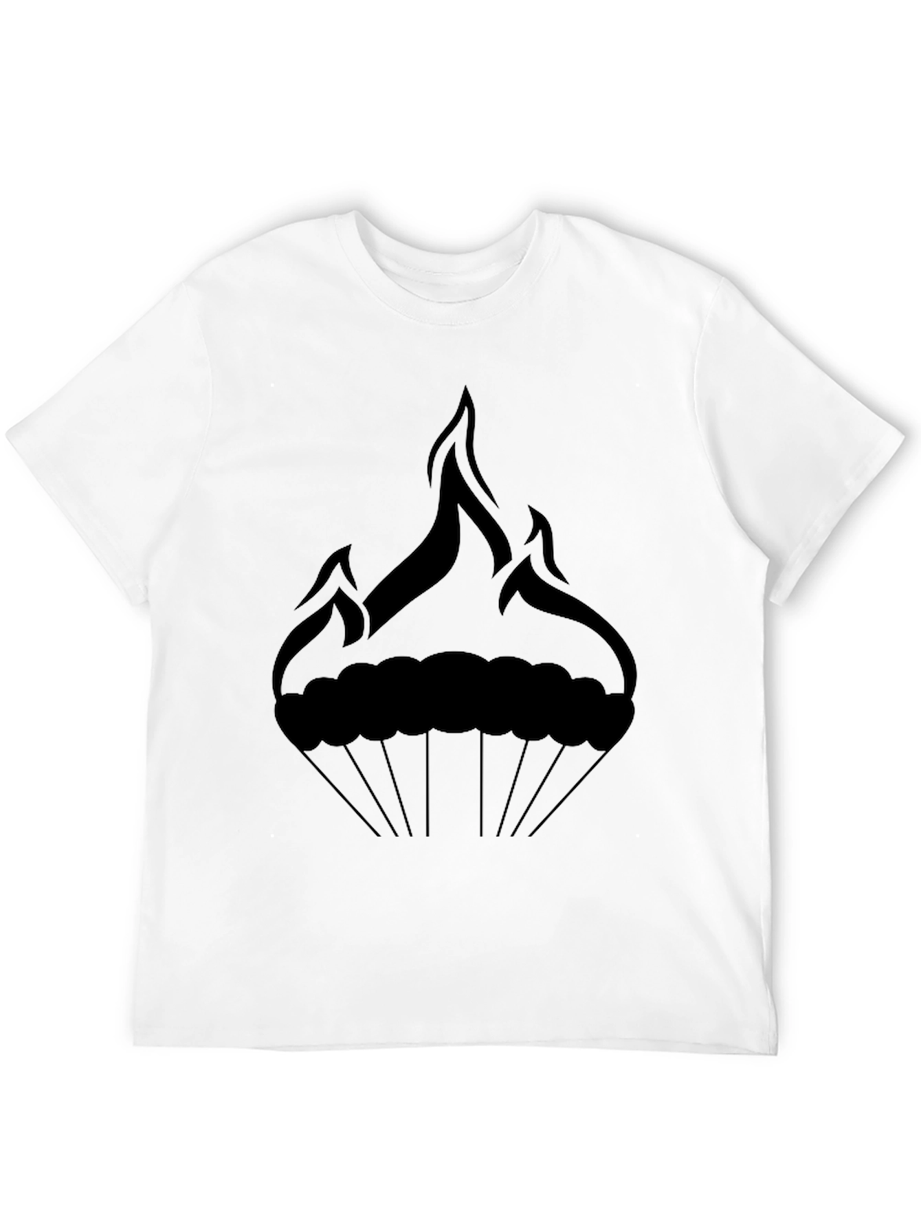 Mens Black Graphic Tee - Fire Cupcake Design