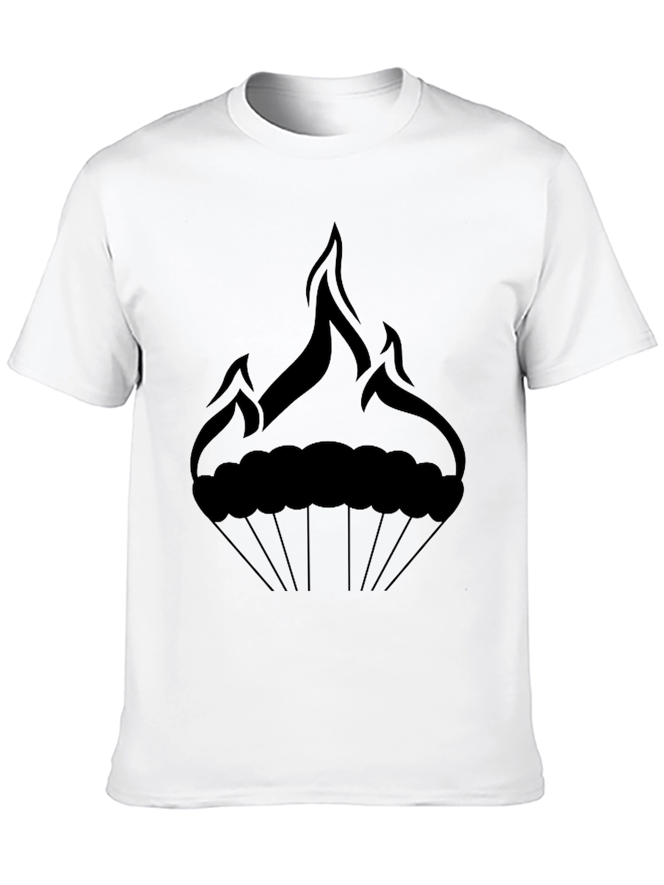 Mens Black Graphic Tee - Fire Cupcake Design