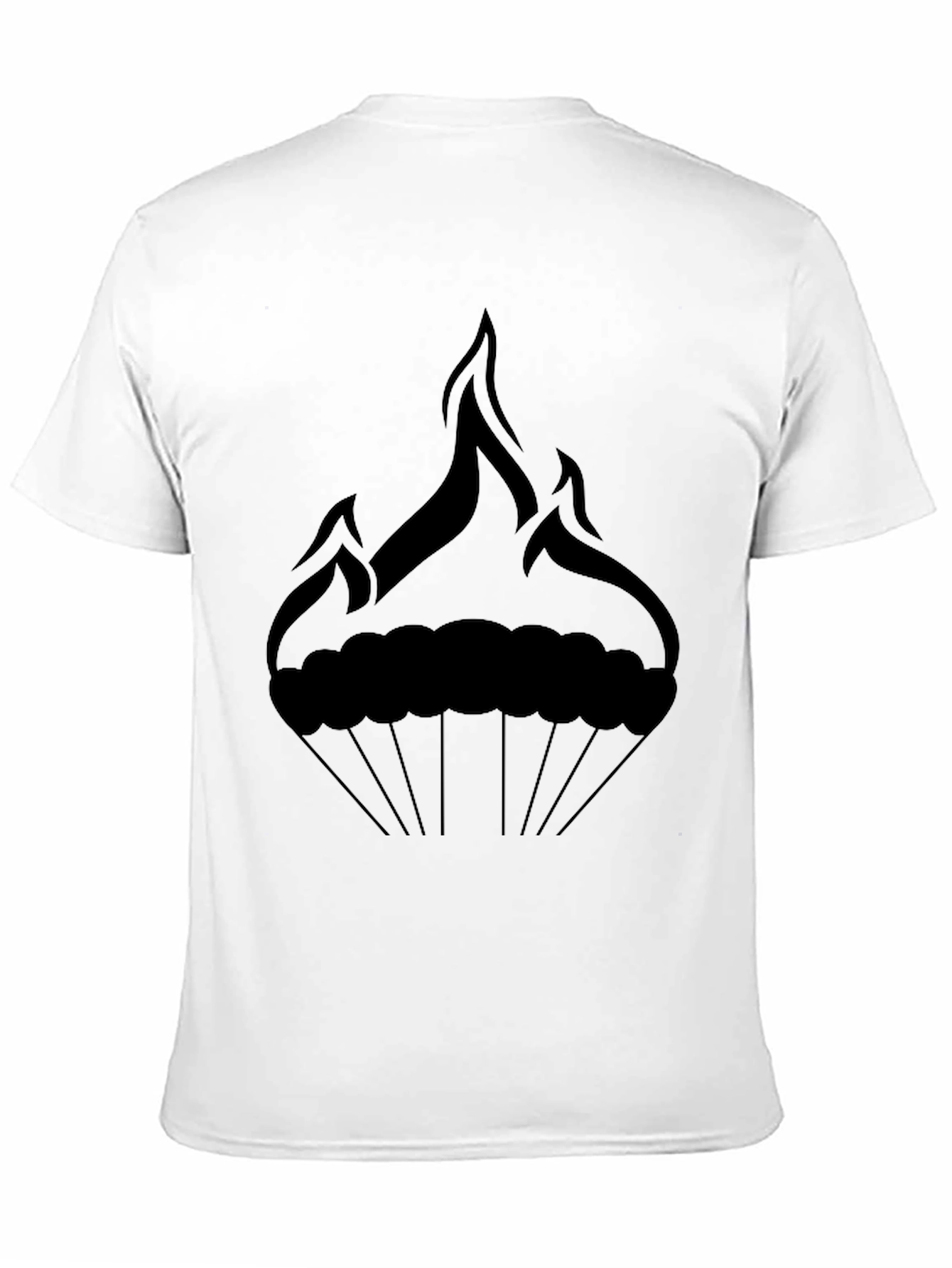 Mens Black Graphic Tee - Fire Cupcake Design