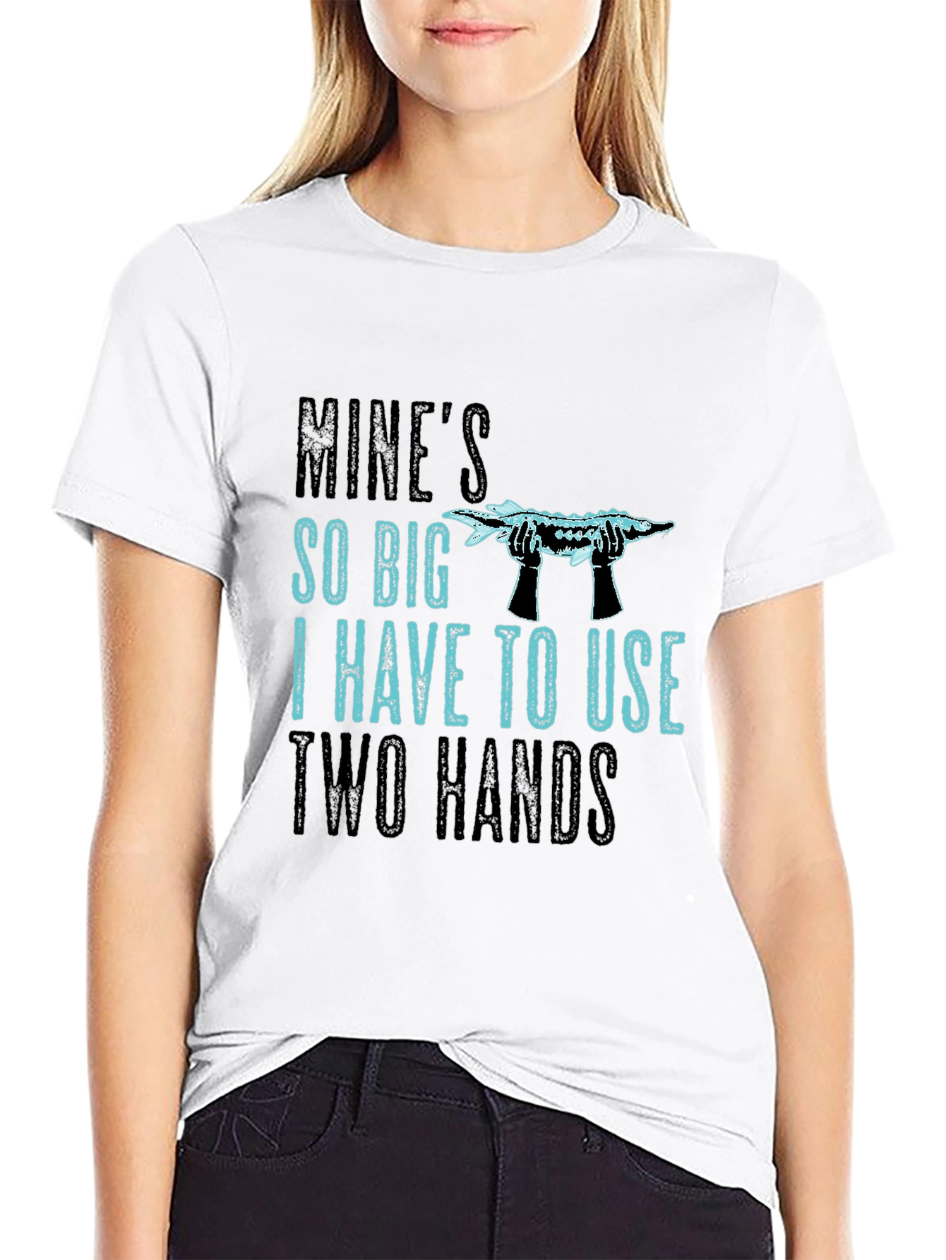 Mines So Big Two Hands Funny Fishing T-Shirt