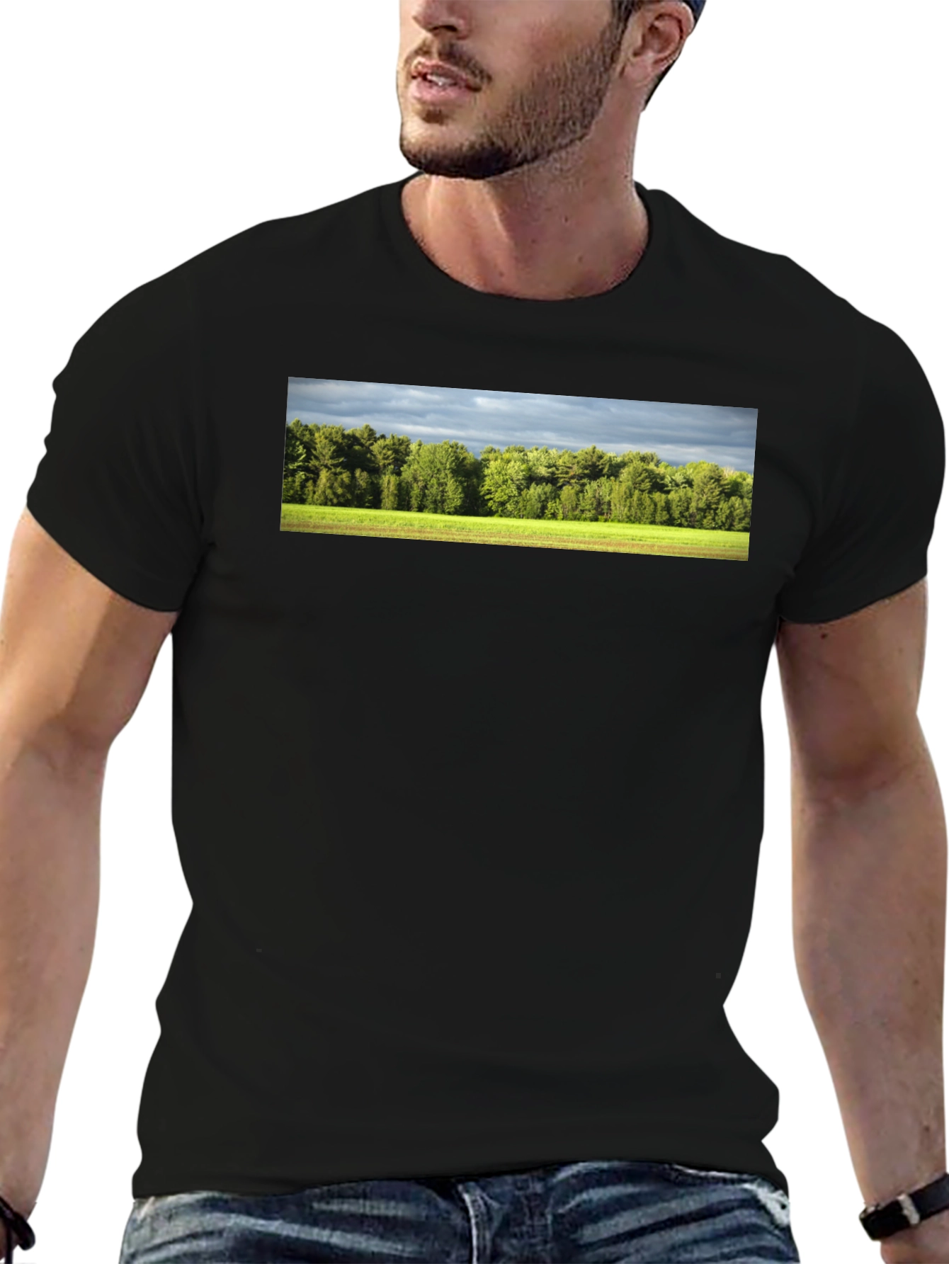Nature Landscape Graphic Black T-Shirt