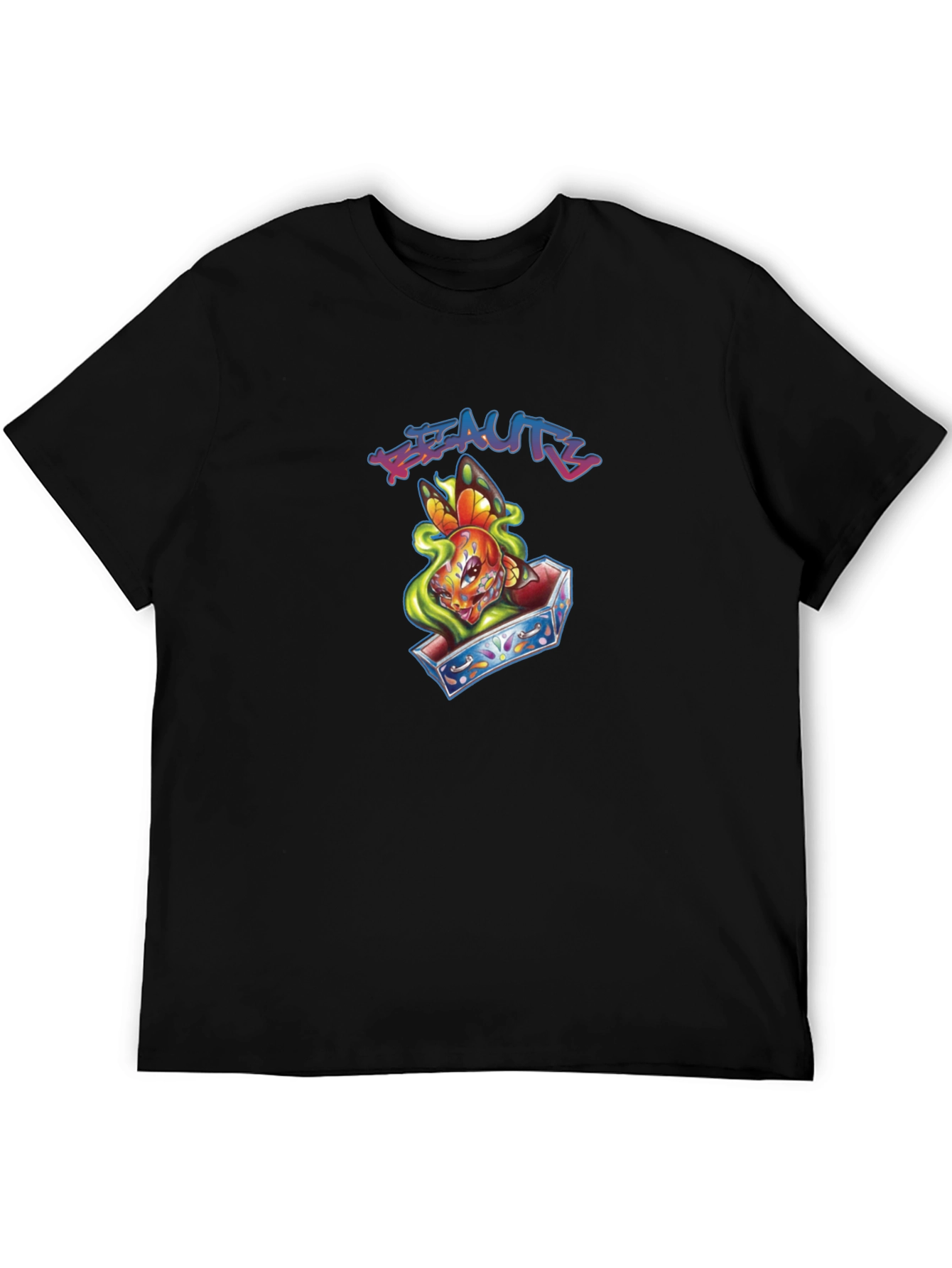 Beauty Butterfly Coffin Graphic T-Shirt