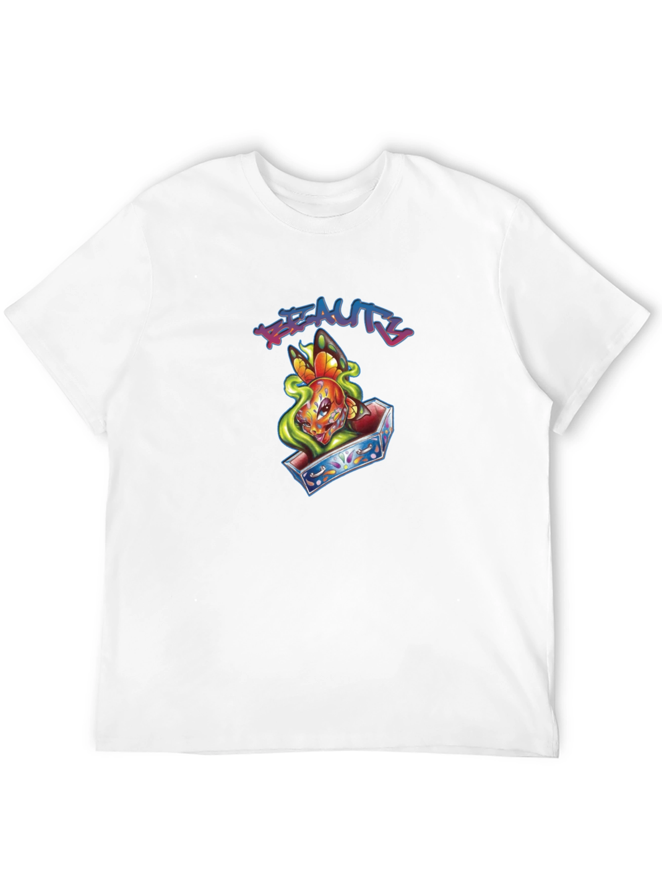 Beauty Butterfly Coffin Graphic T-Shirt