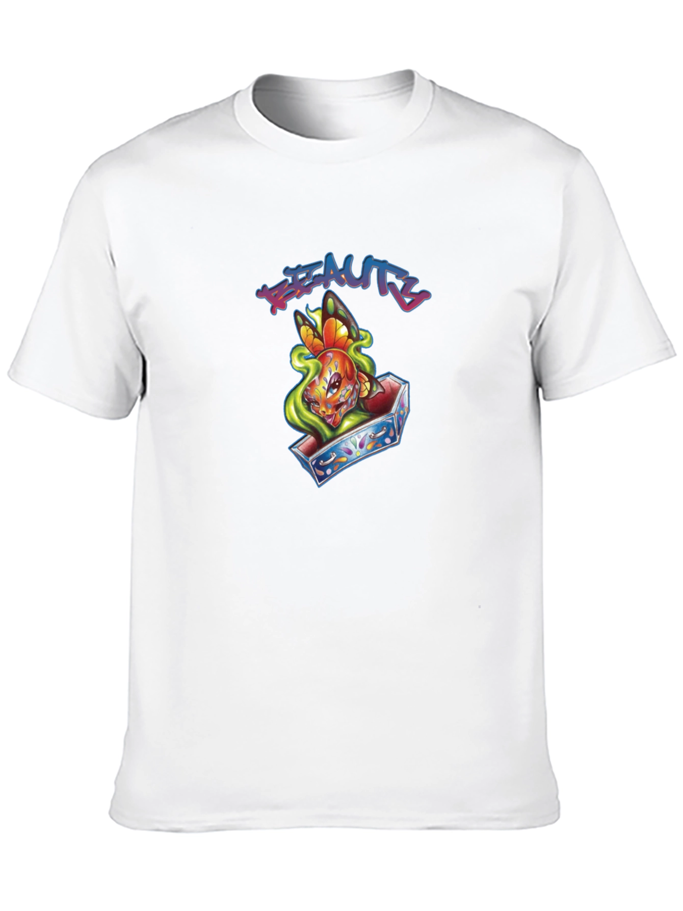 Beauty Butterfly Coffin Graphic T-Shirt