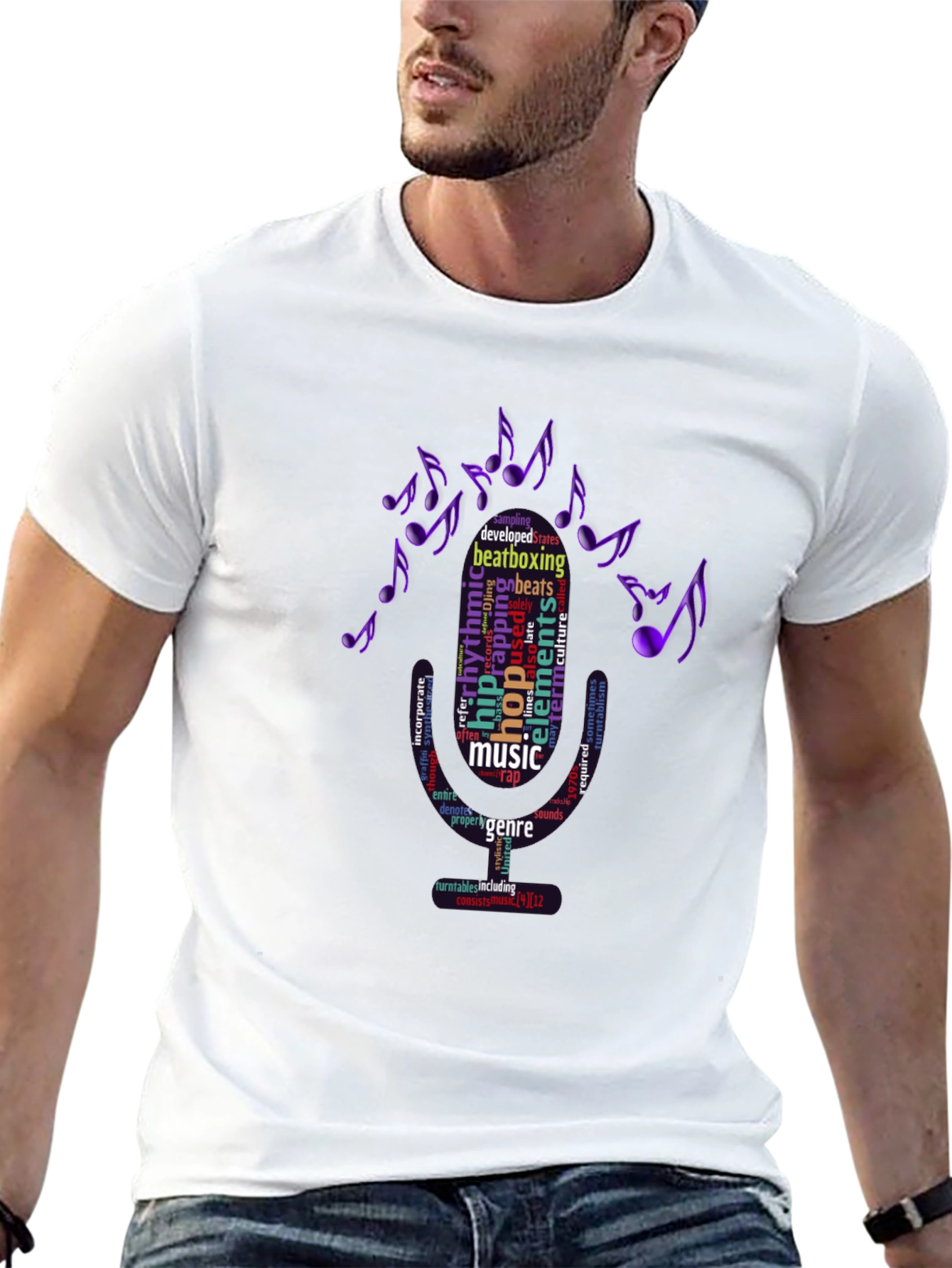 Music Word Art T-Shirt - Hip Hop Beatboxing