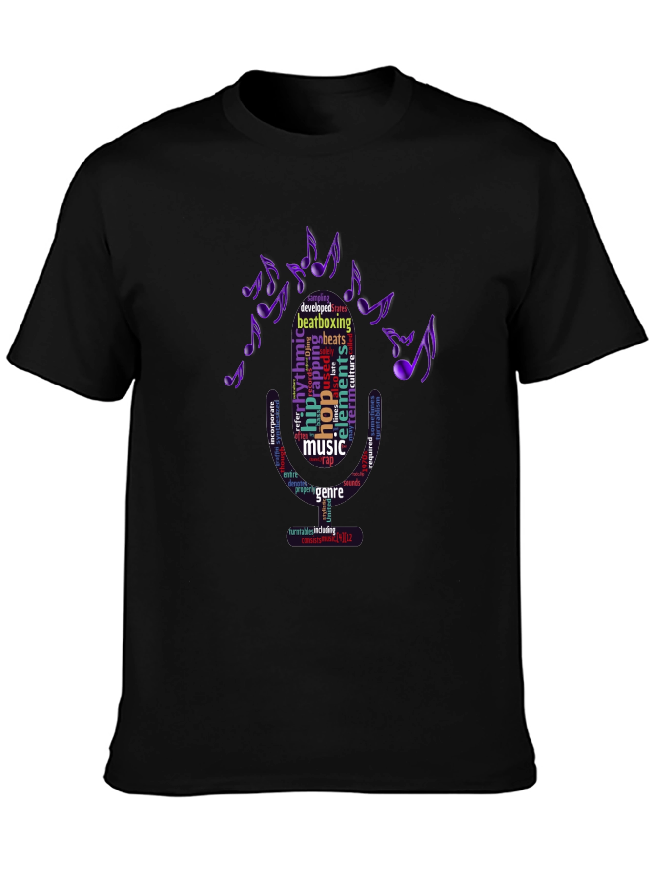 Music Word Art T-Shirt - Hip Hop Beatboxing