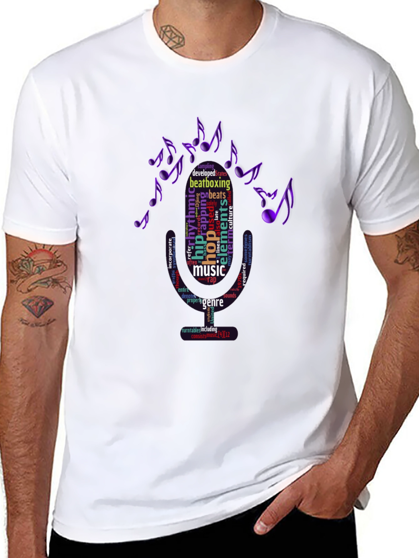 Music Word Art T-Shirt - Hip Hop Beatboxing