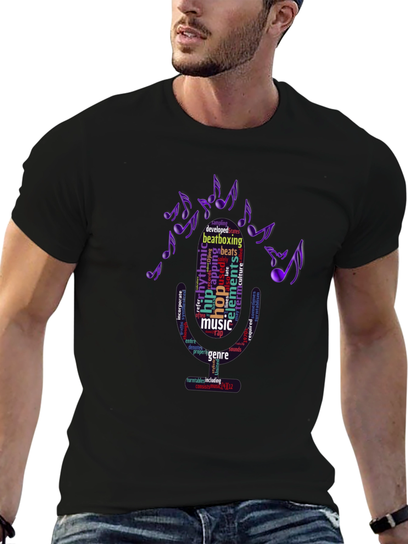 Music Word Art T-Shirt - Hip Hop Beatboxing