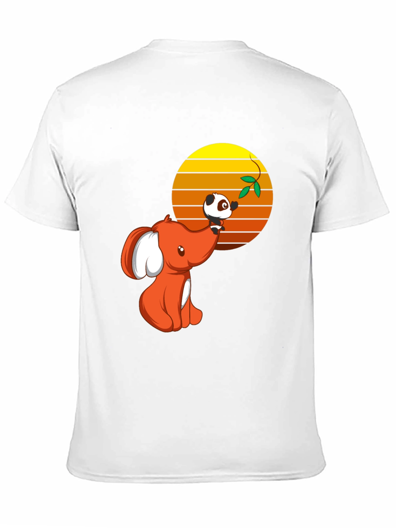 Cute Elephant & Panda Graphic Black T-Shirt