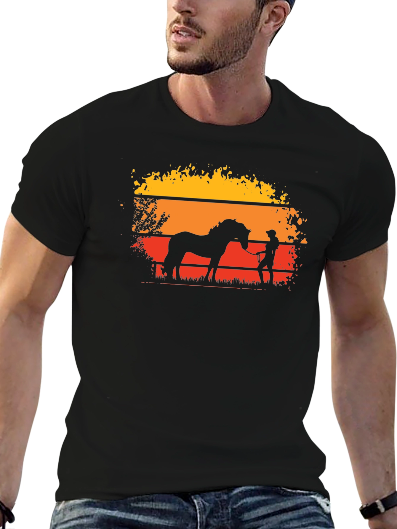 Sunset Horse Silhouette Graphic T-Shirt