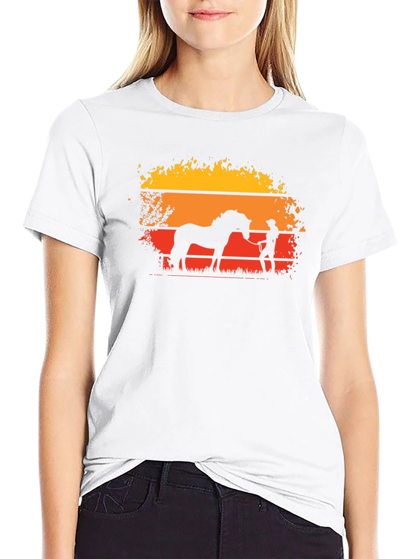 Sunset Horse Silhouette Graphic T-Shirt