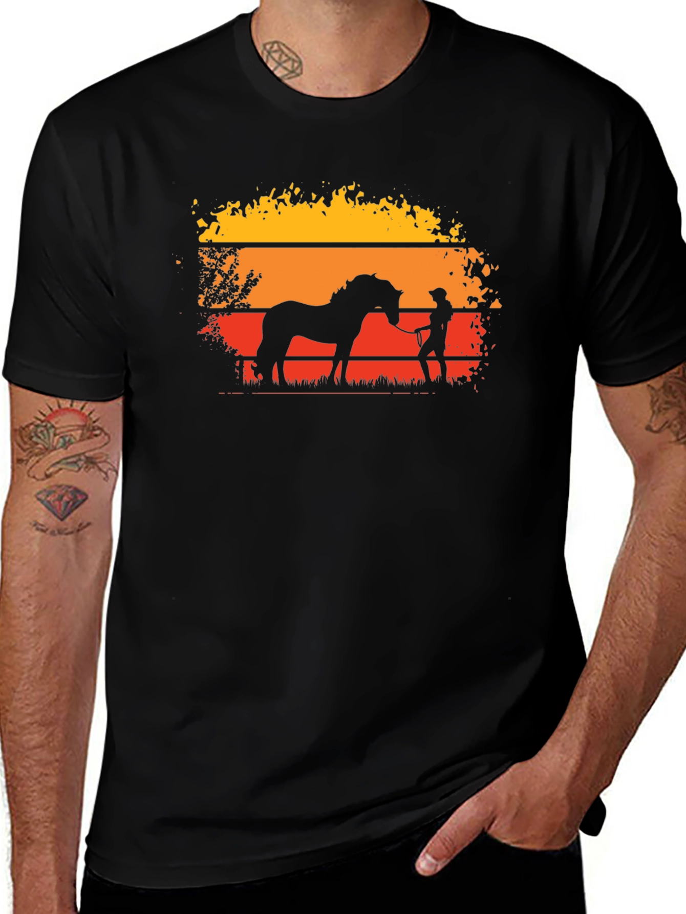 Sunset Horse Silhouette Graphic T-Shirt