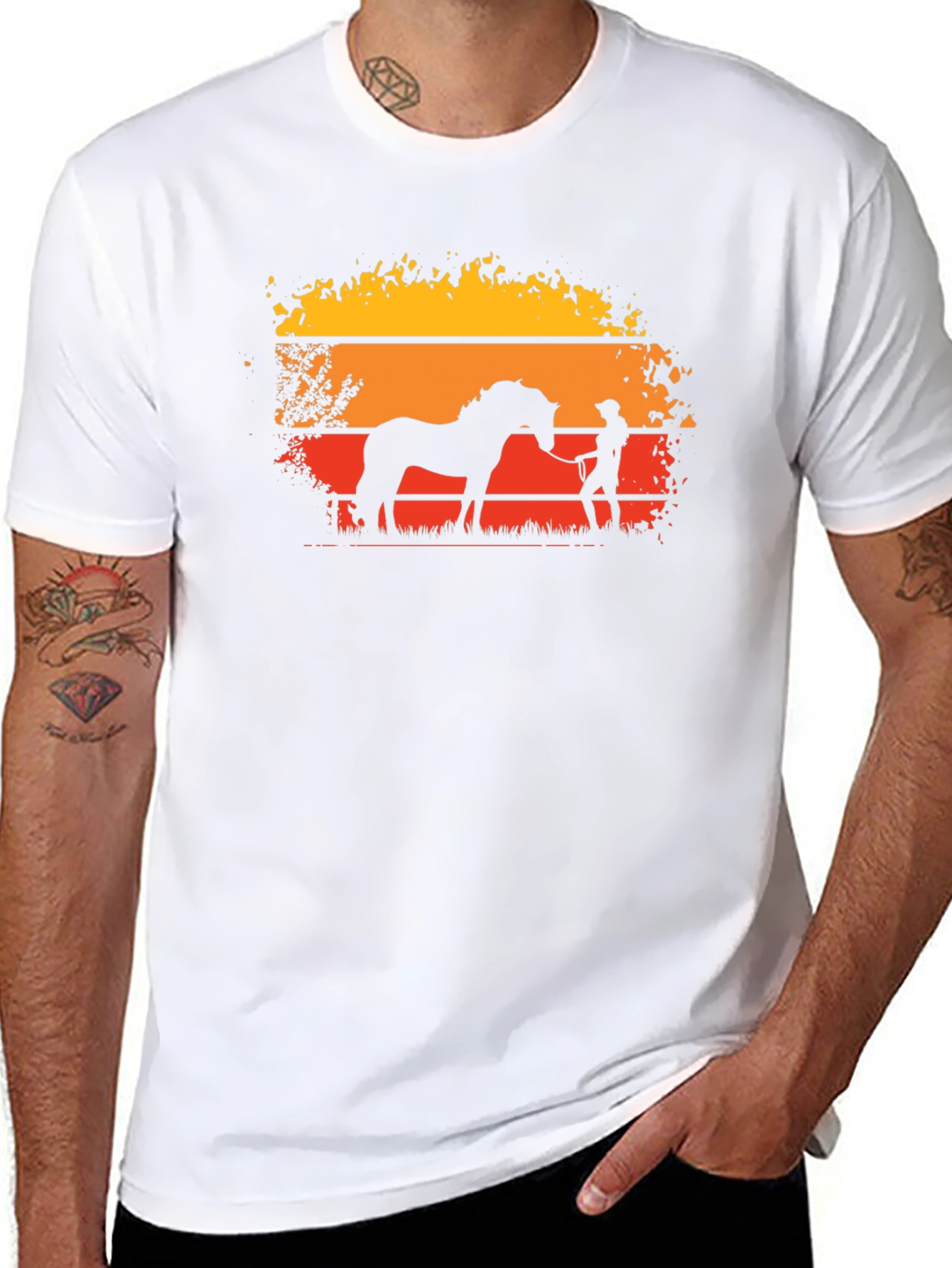 Sunset Horse Silhouette Graphic T-Shirt