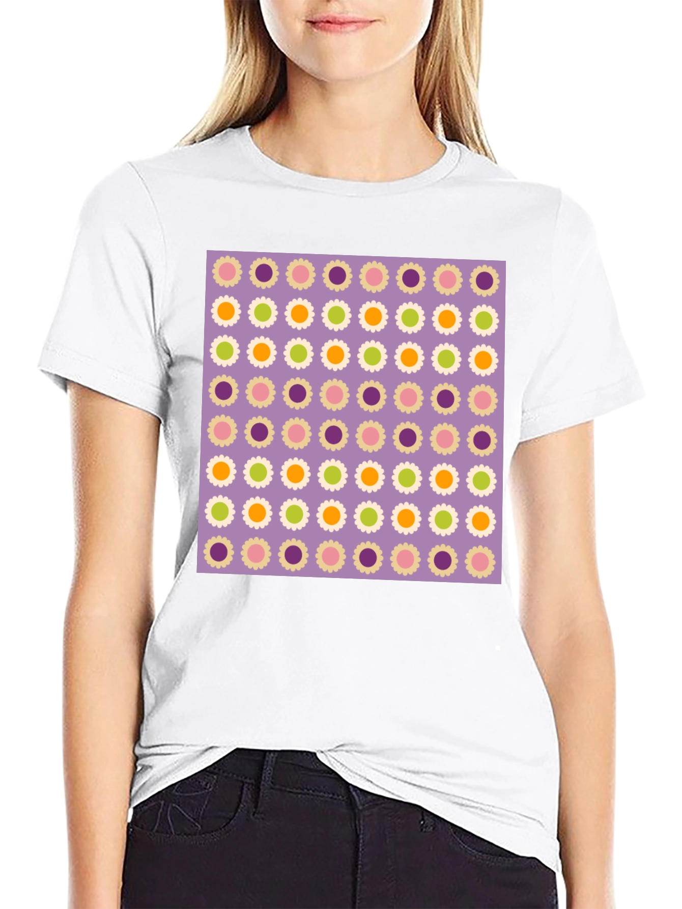 Floral Pattern Black T-Shirt