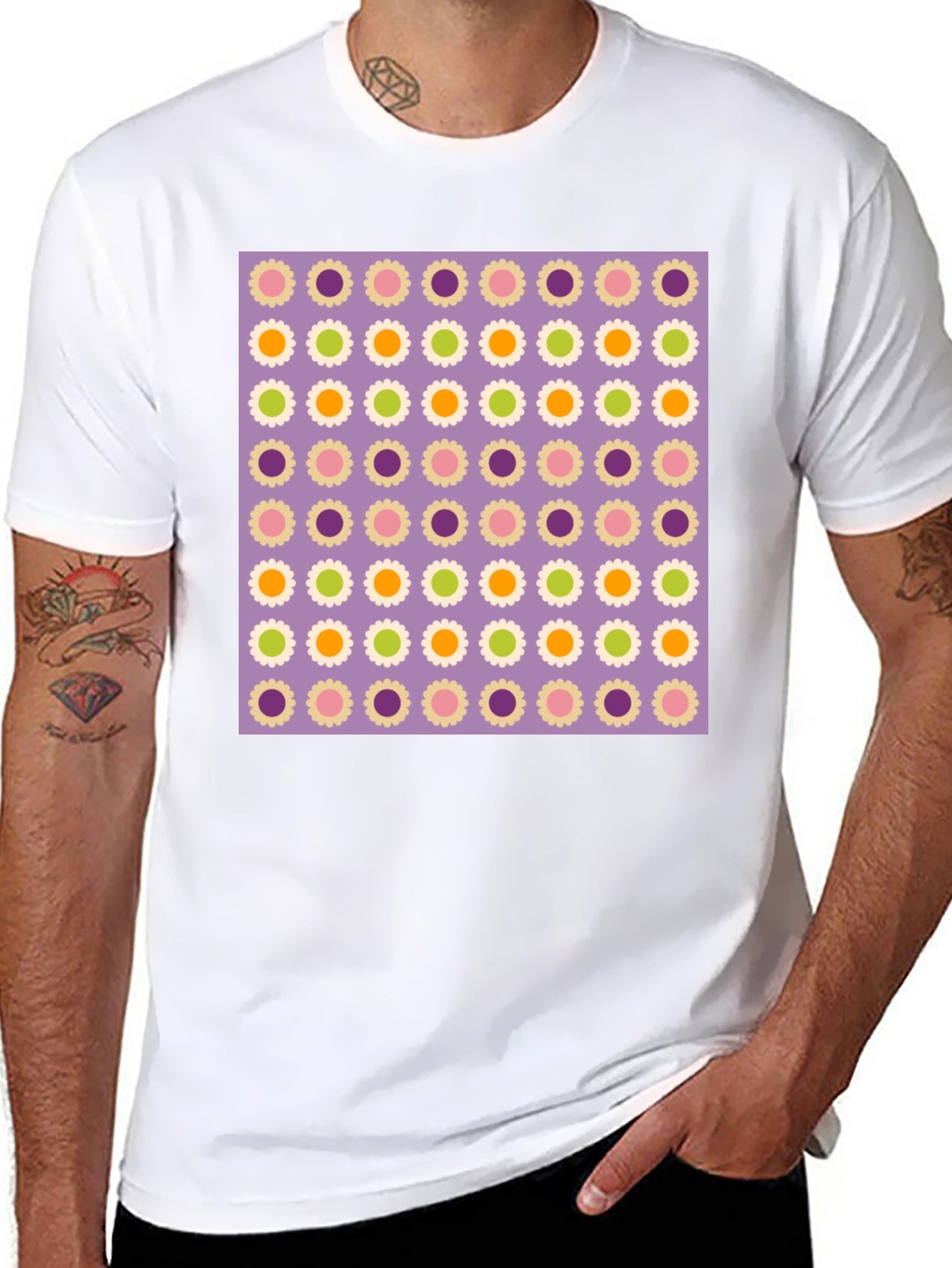 Floral Pattern Black T-Shirt