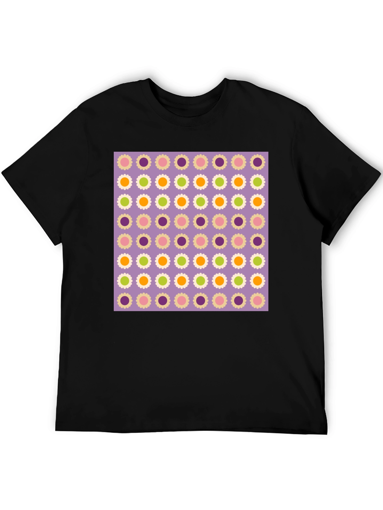 Floral Pattern Black T-Shirt