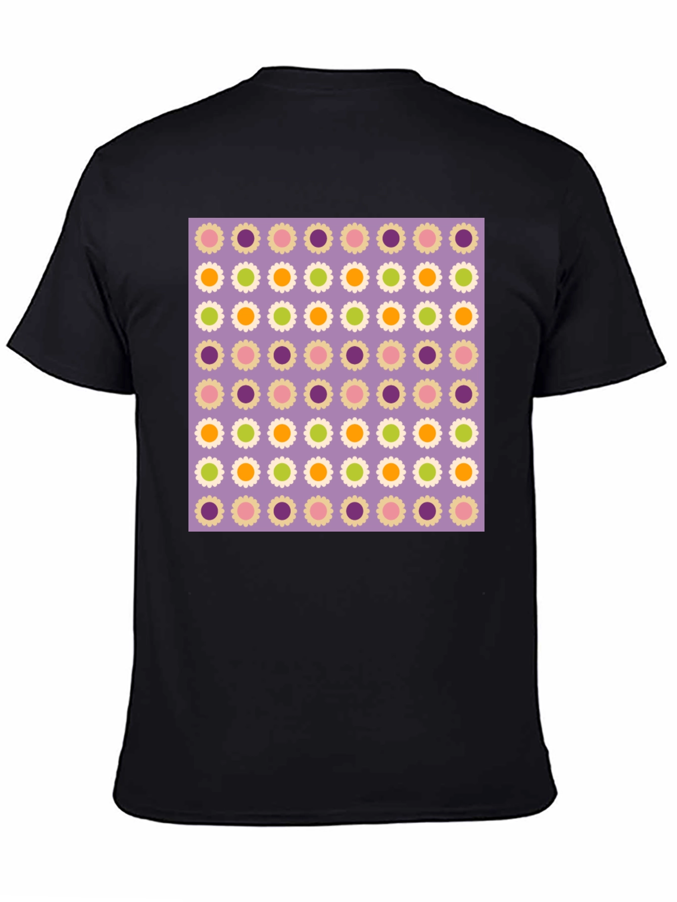 Floral Pattern Black T-Shirt