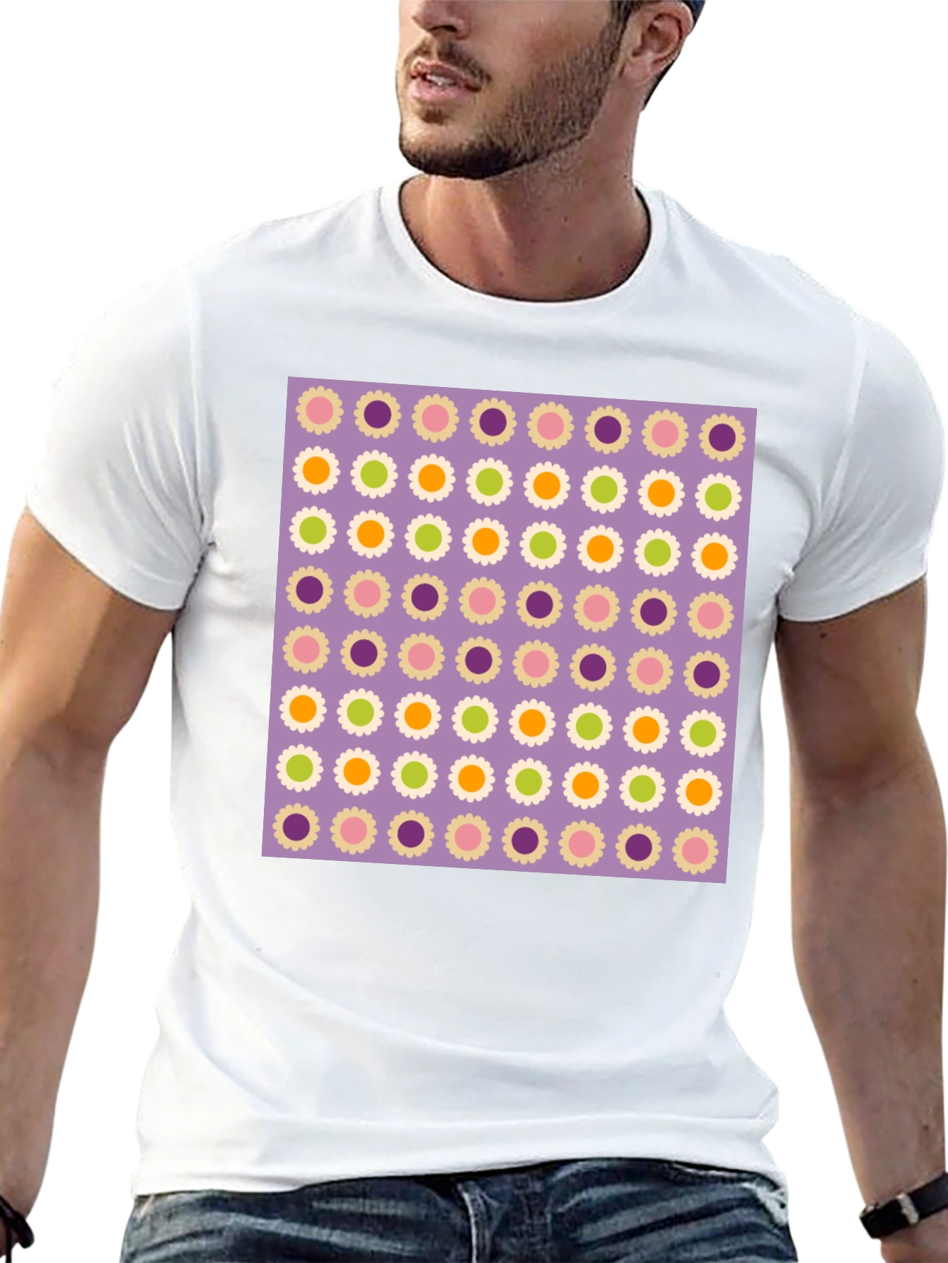 Floral Pattern Black T-Shirt