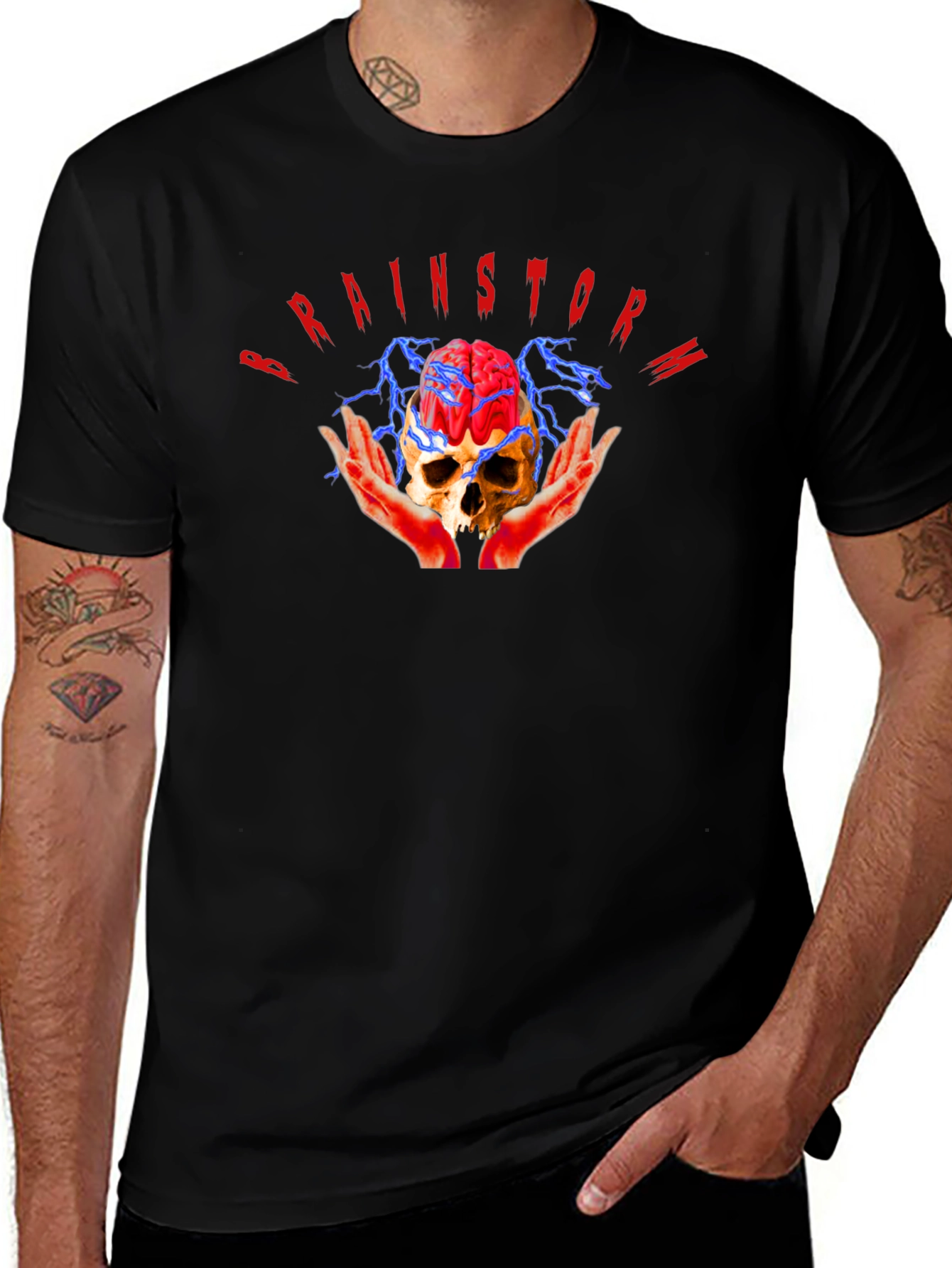 Brainstorm Skull Graphic Tee - Cool Edgy Design