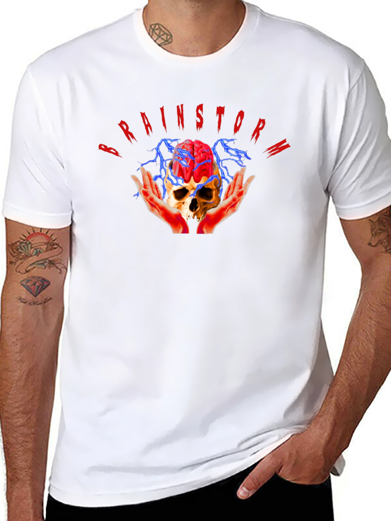 Brainstorm Skull Graphic Tee - Cool Edgy Design