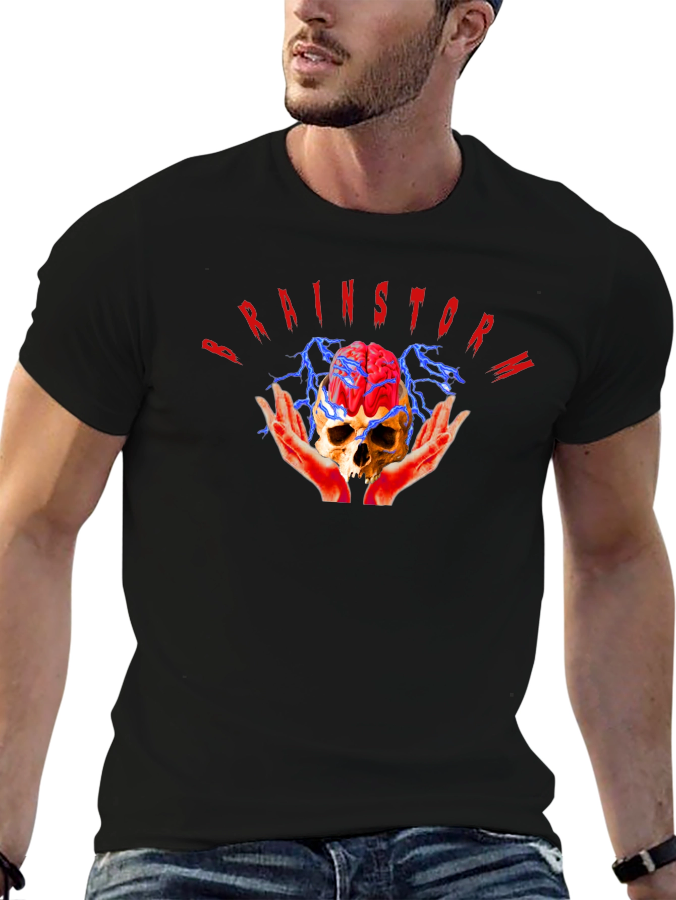 Brainstorm Skull Graphic Tee - Cool Edgy Design