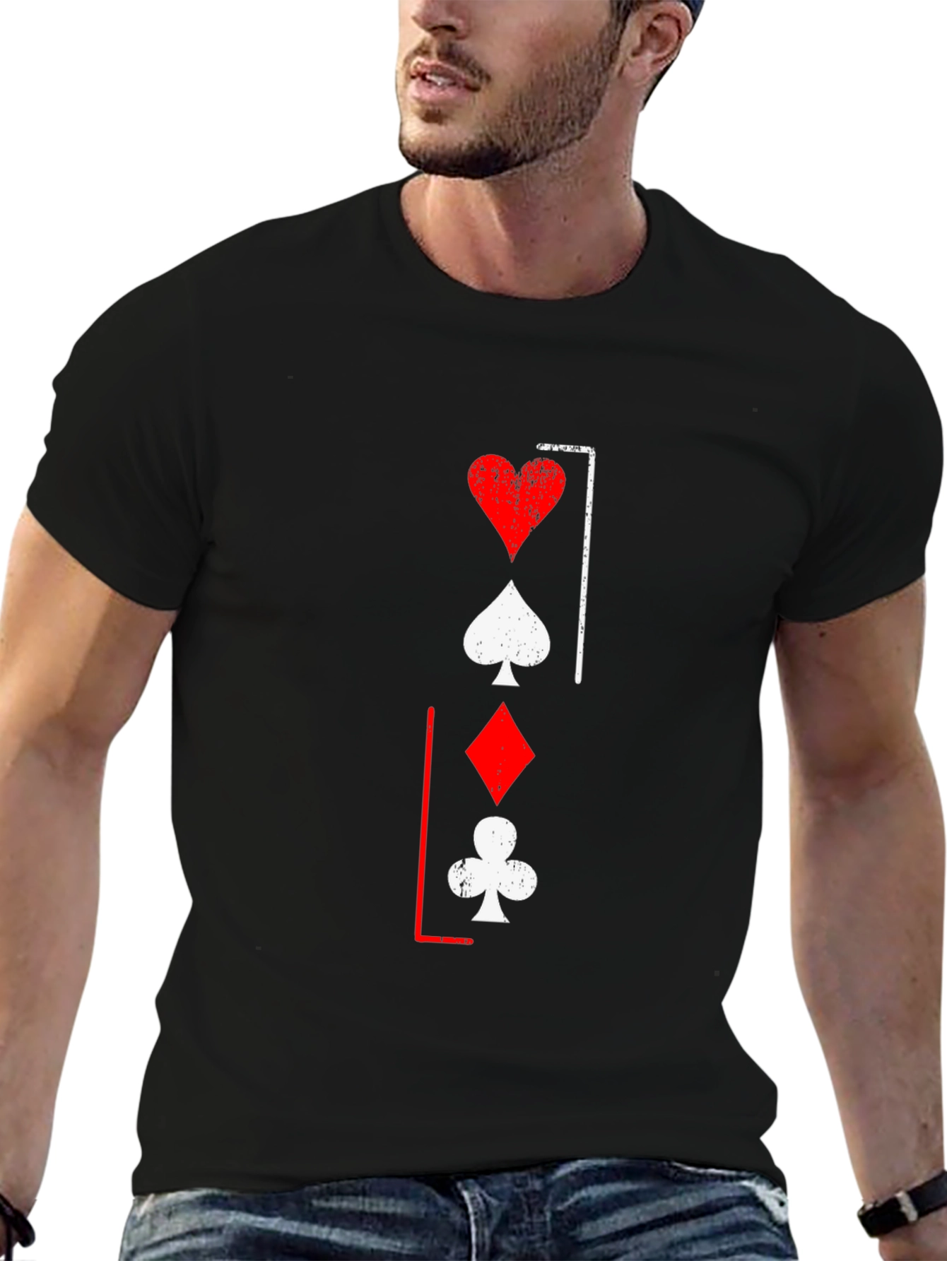 Playing Card Suit T-Shirt - Heart Spade Diamond Club