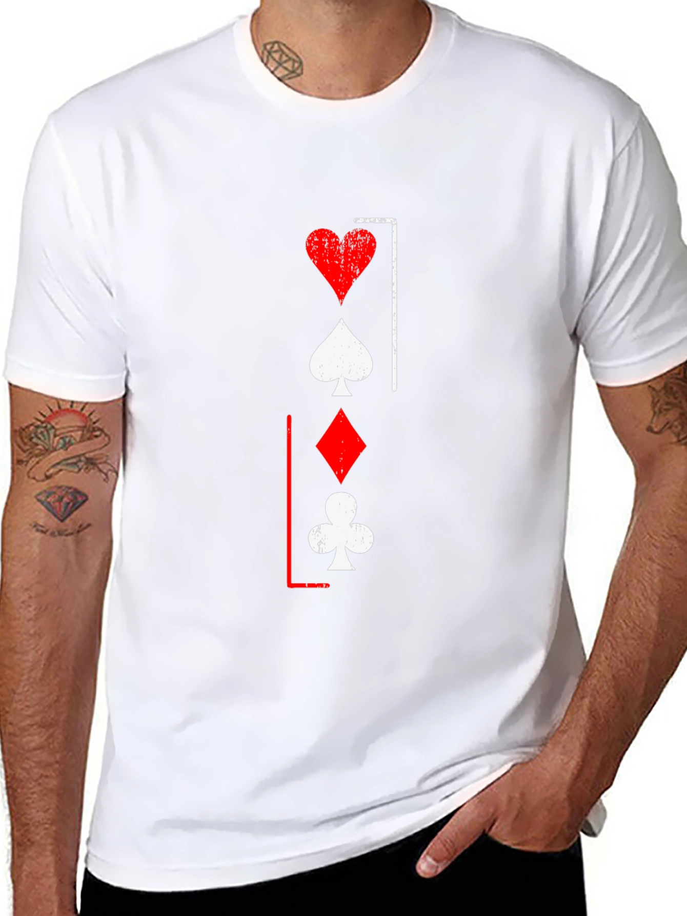 Playing Card Suit T-Shirt - Heart Spade Diamond Club