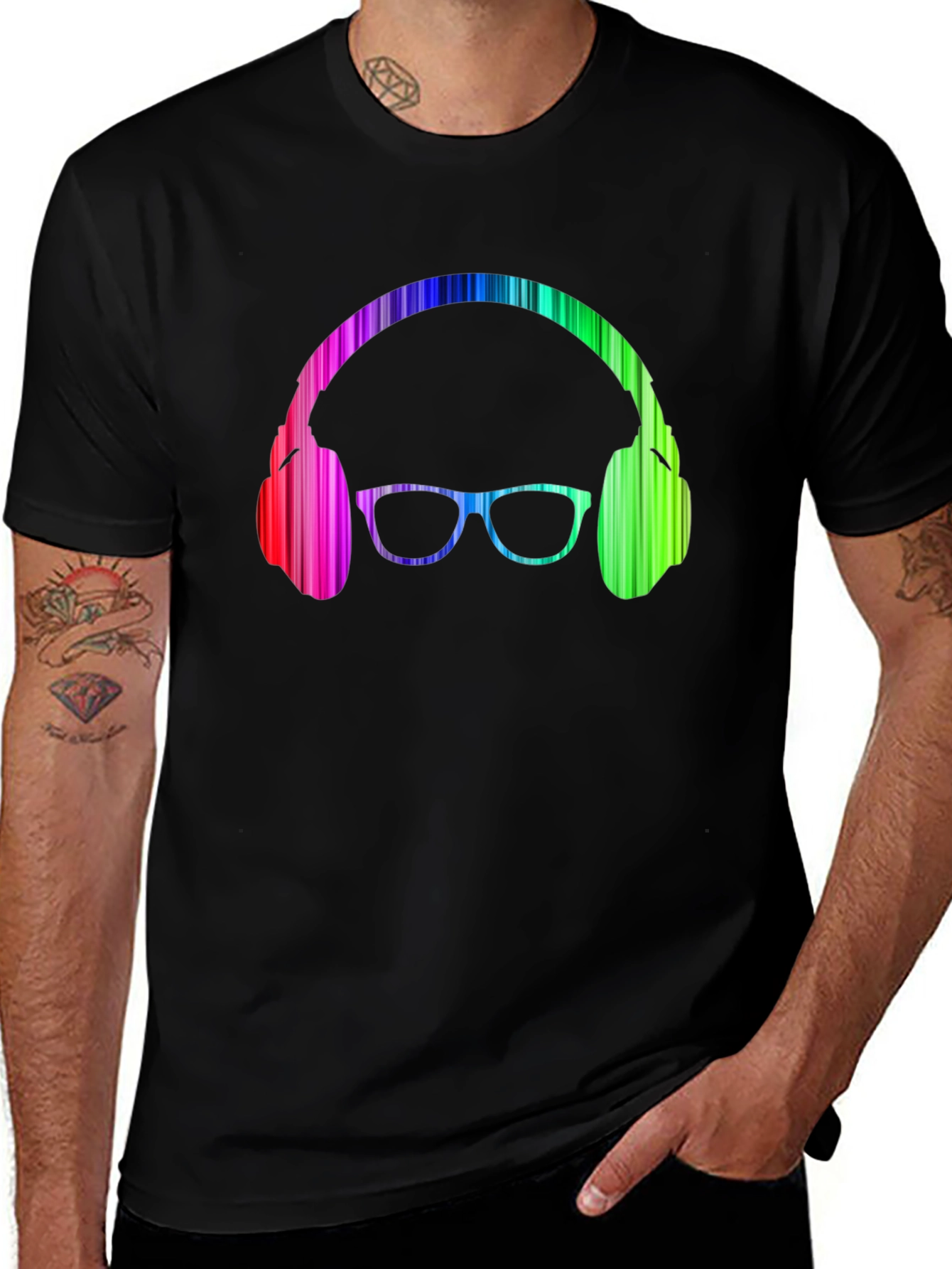 Rainbow Headphones & Glasses Graphic Tee