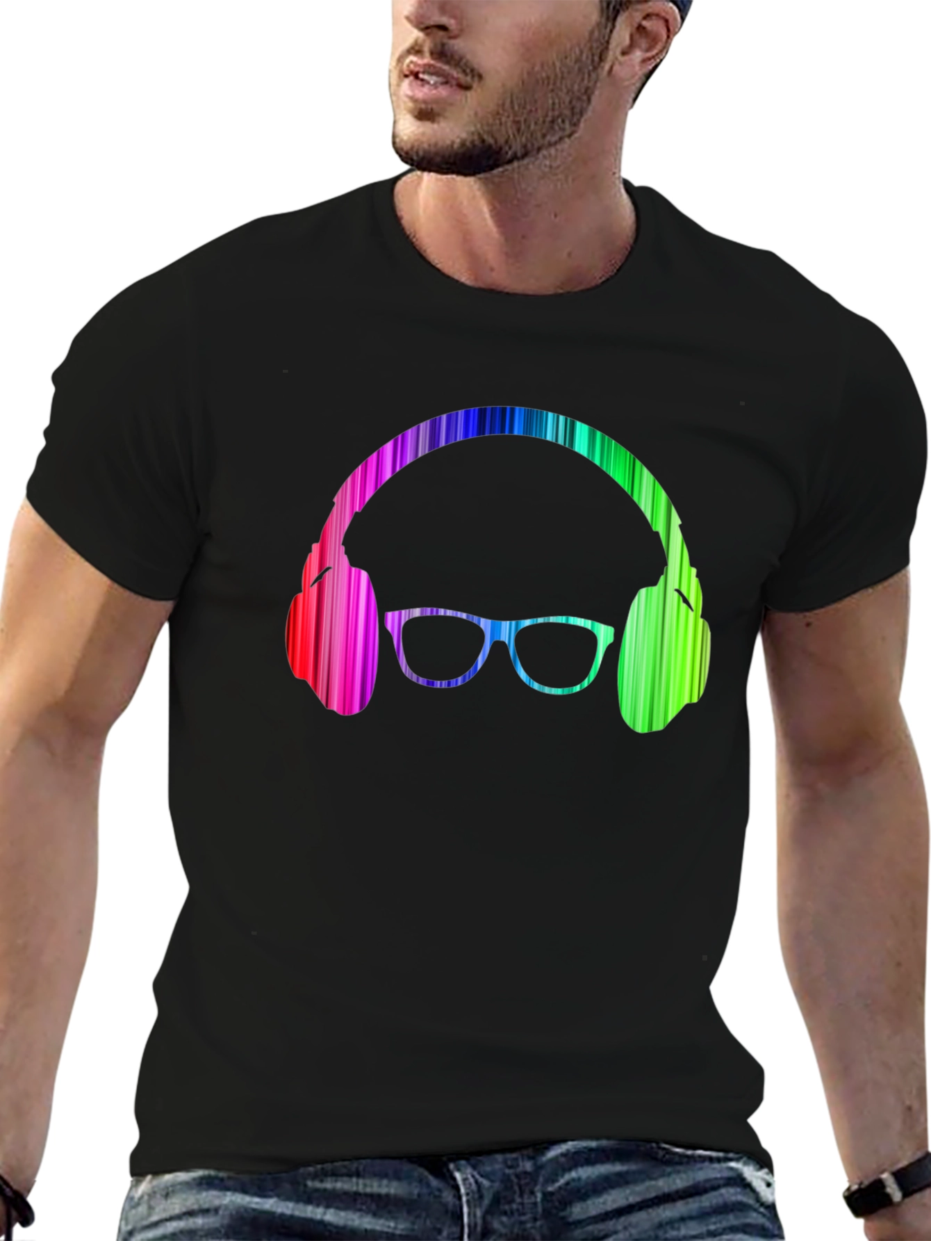 Rainbow Headphones & Glasses Graphic Tee