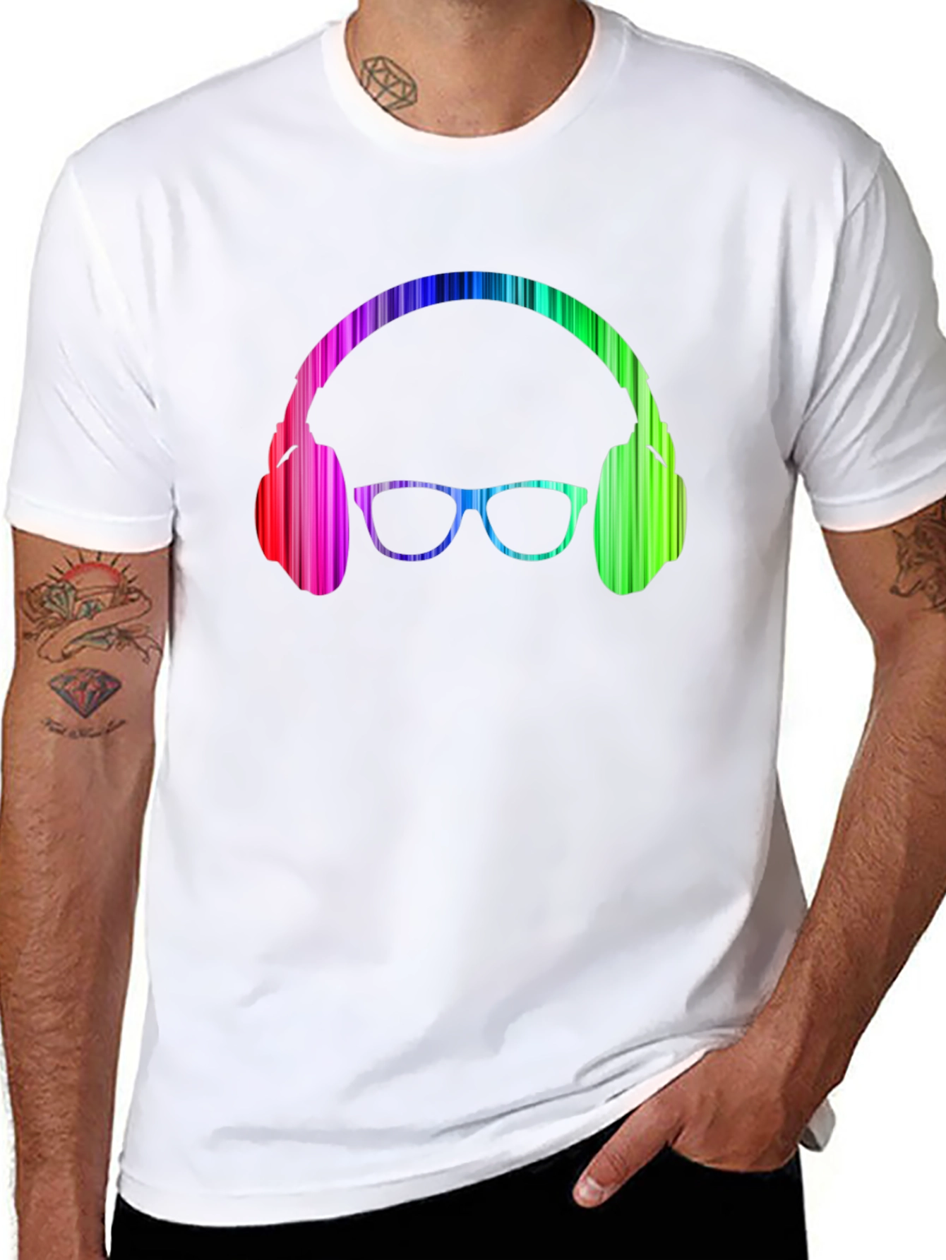 Rainbow Headphones & Glasses Graphic Tee