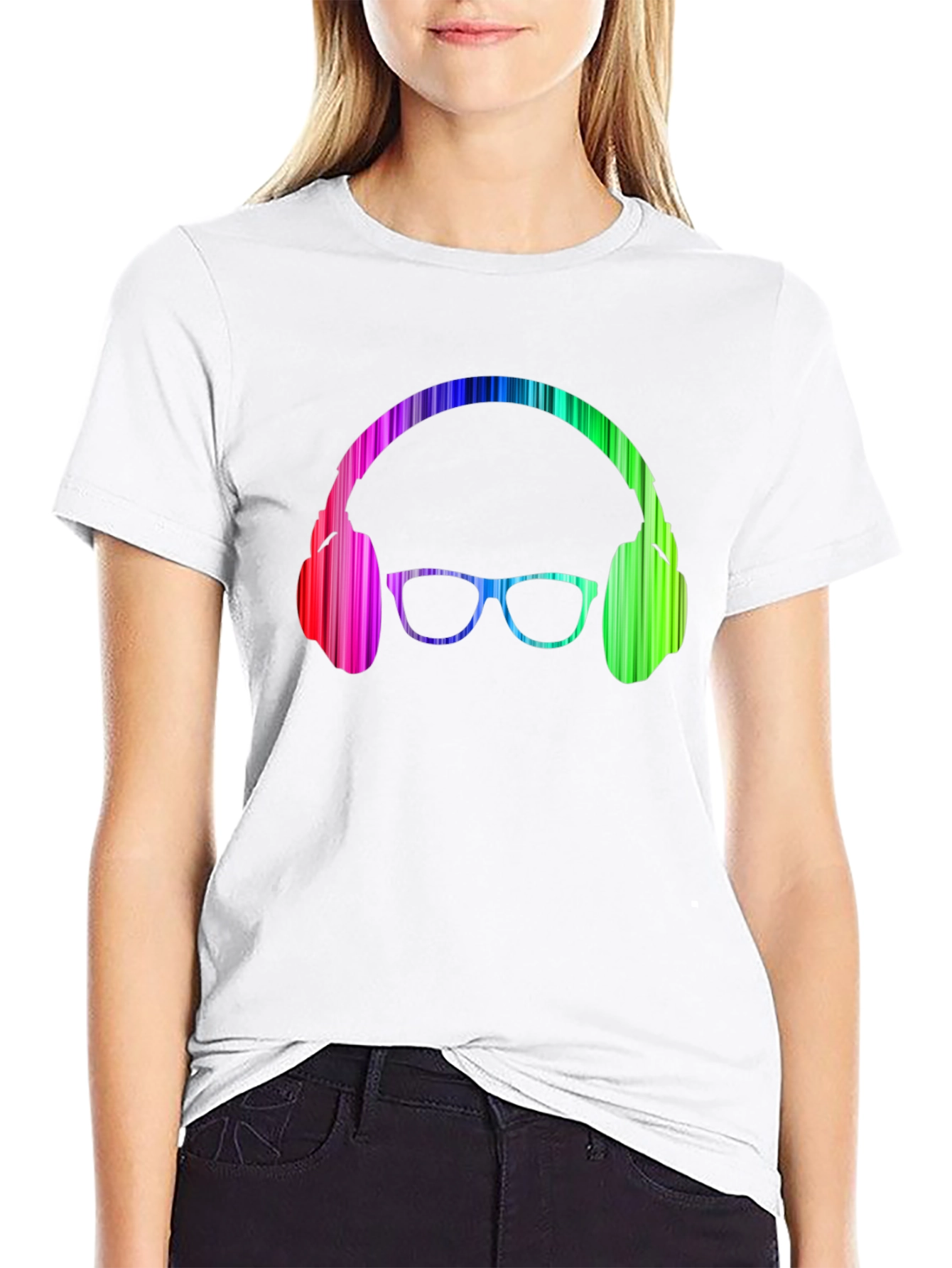 Rainbow Headphones & Glasses Graphic Tee