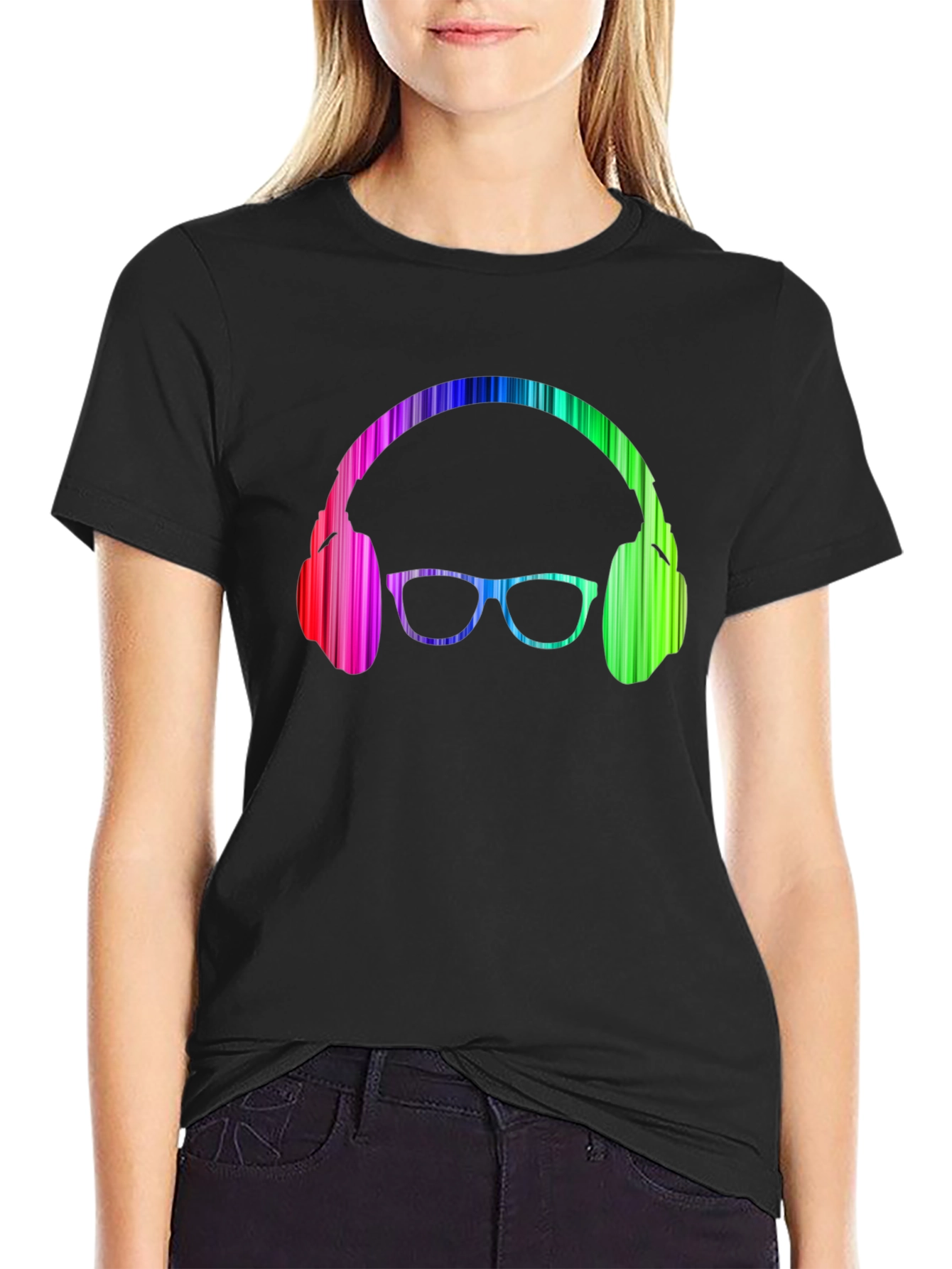 Rainbow Headphones & Glasses Graphic Tee