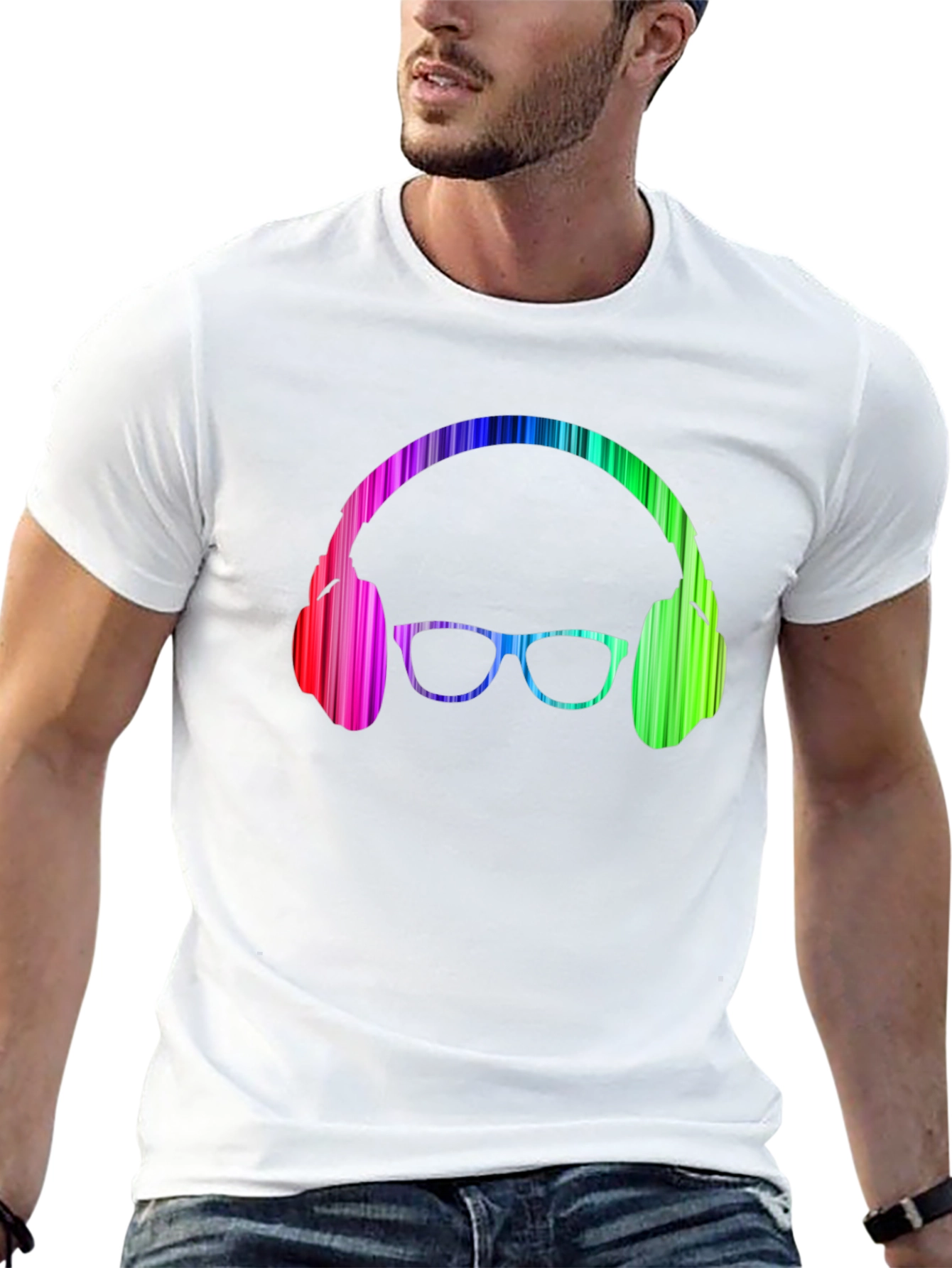 Rainbow Headphones & Glasses Graphic Tee