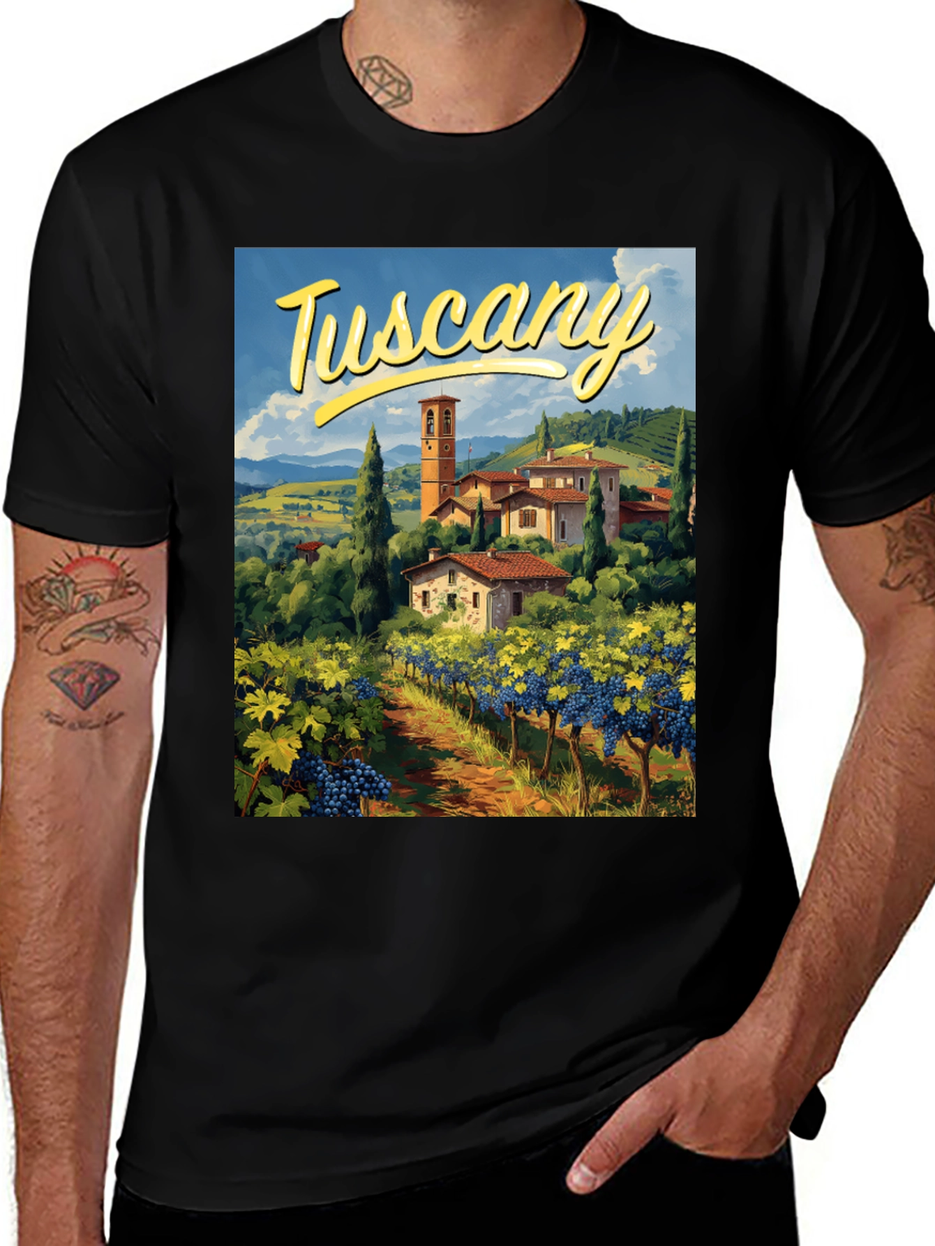 Tuscany Vineyard Graphic Tee - Italian Holiday Souvenir Shirt