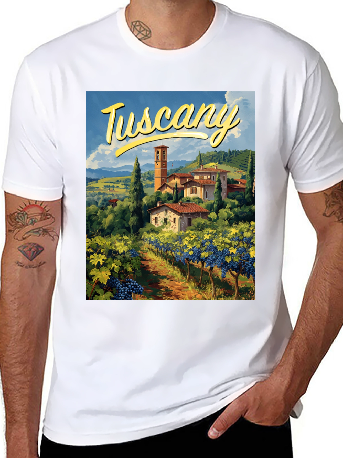 Tuscany Vineyard Graphic Tee - Italian Holiday Souvenir Shirt