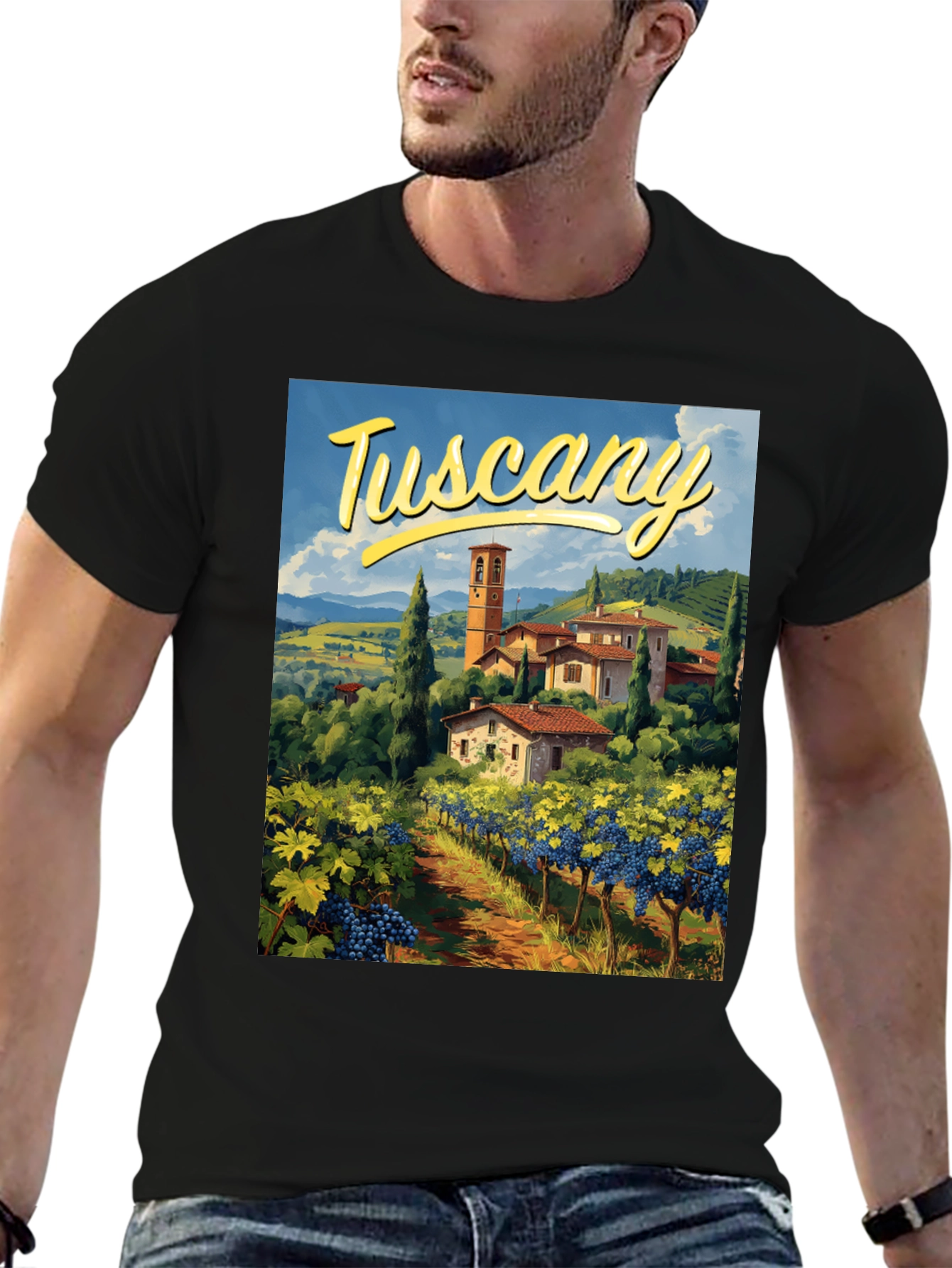 Tuscany Vineyard Graphic Tee - Italian Holiday Souvenir Shirt