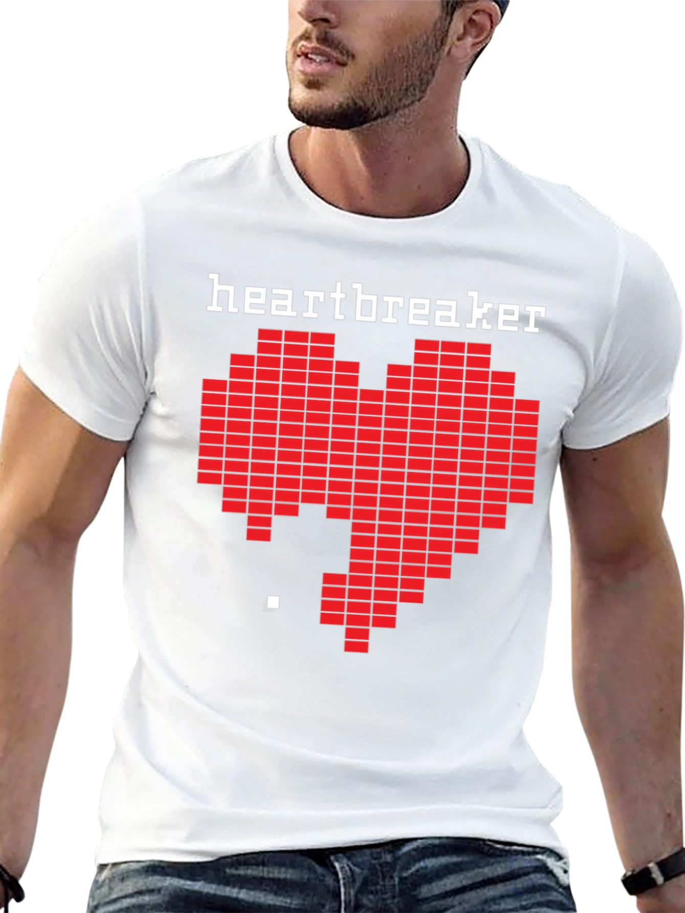 Heartbreaker Pixel Art Graphic Black T-Shirt