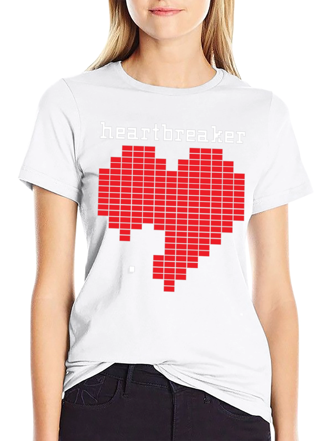 Heartbreaker Pixel Art Graphic Black T-Shirt