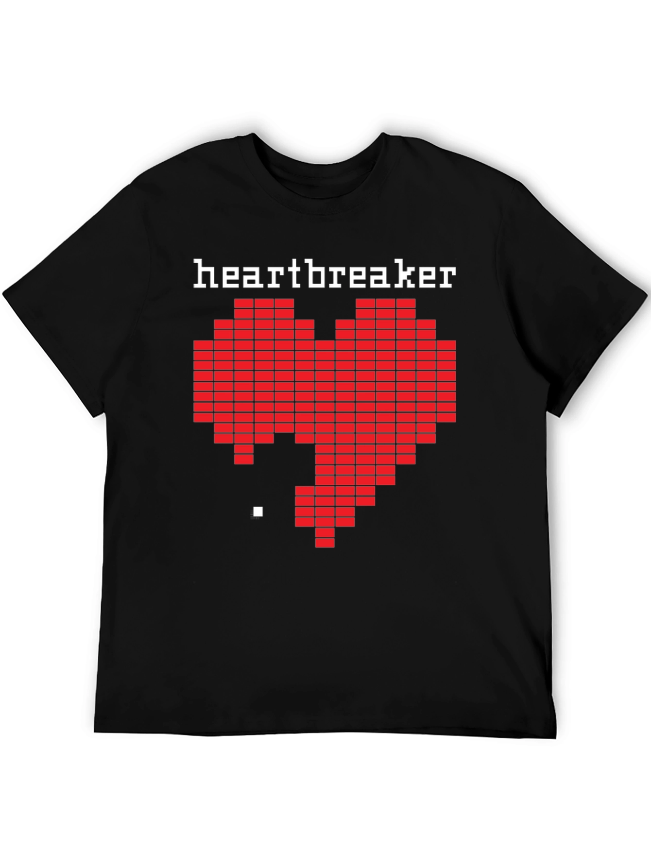 Heartbreaker Pixel Art Graphic Black T-Shirt