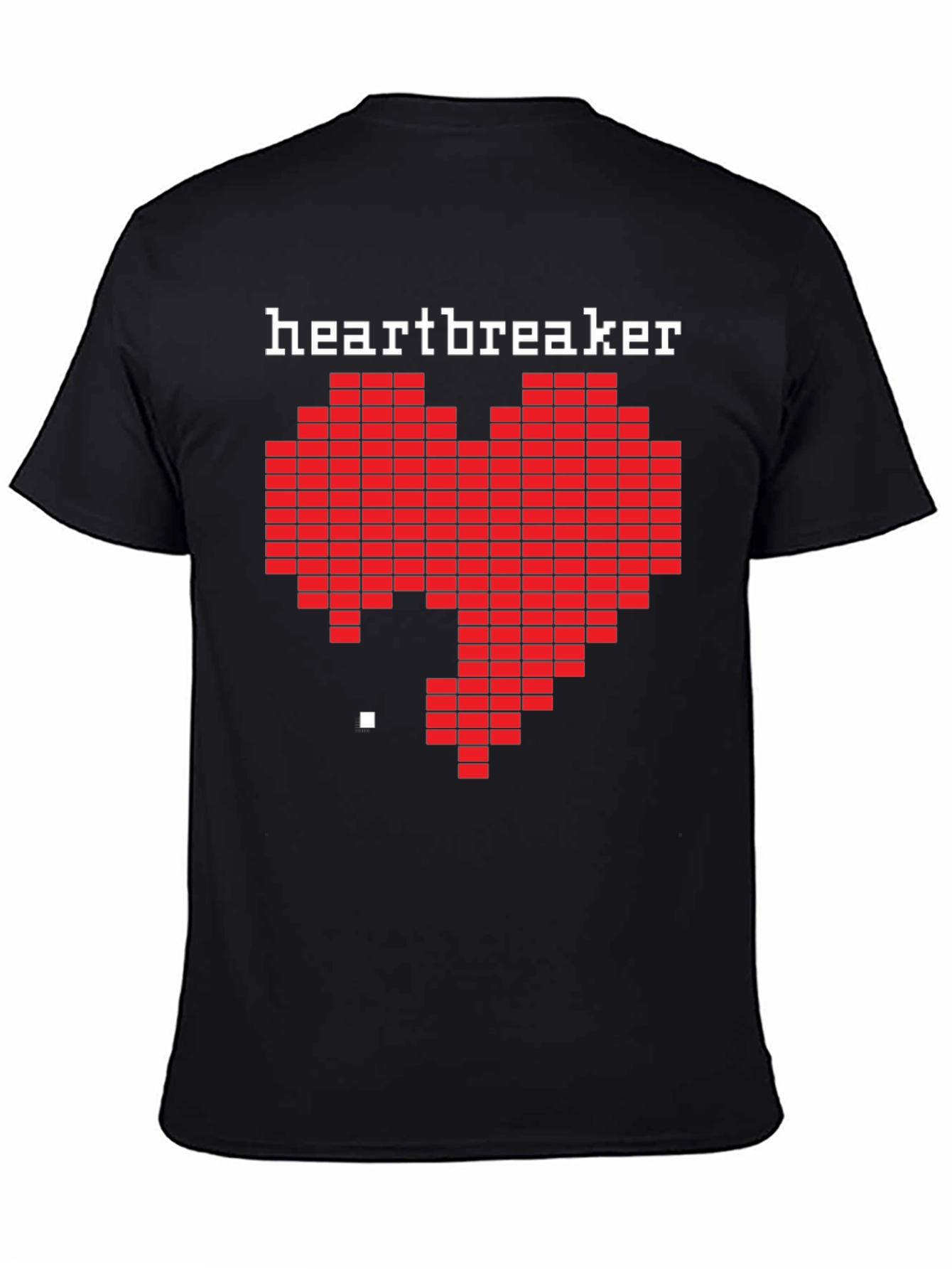 Heartbreaker Pixel Art Graphic Black T-Shirt