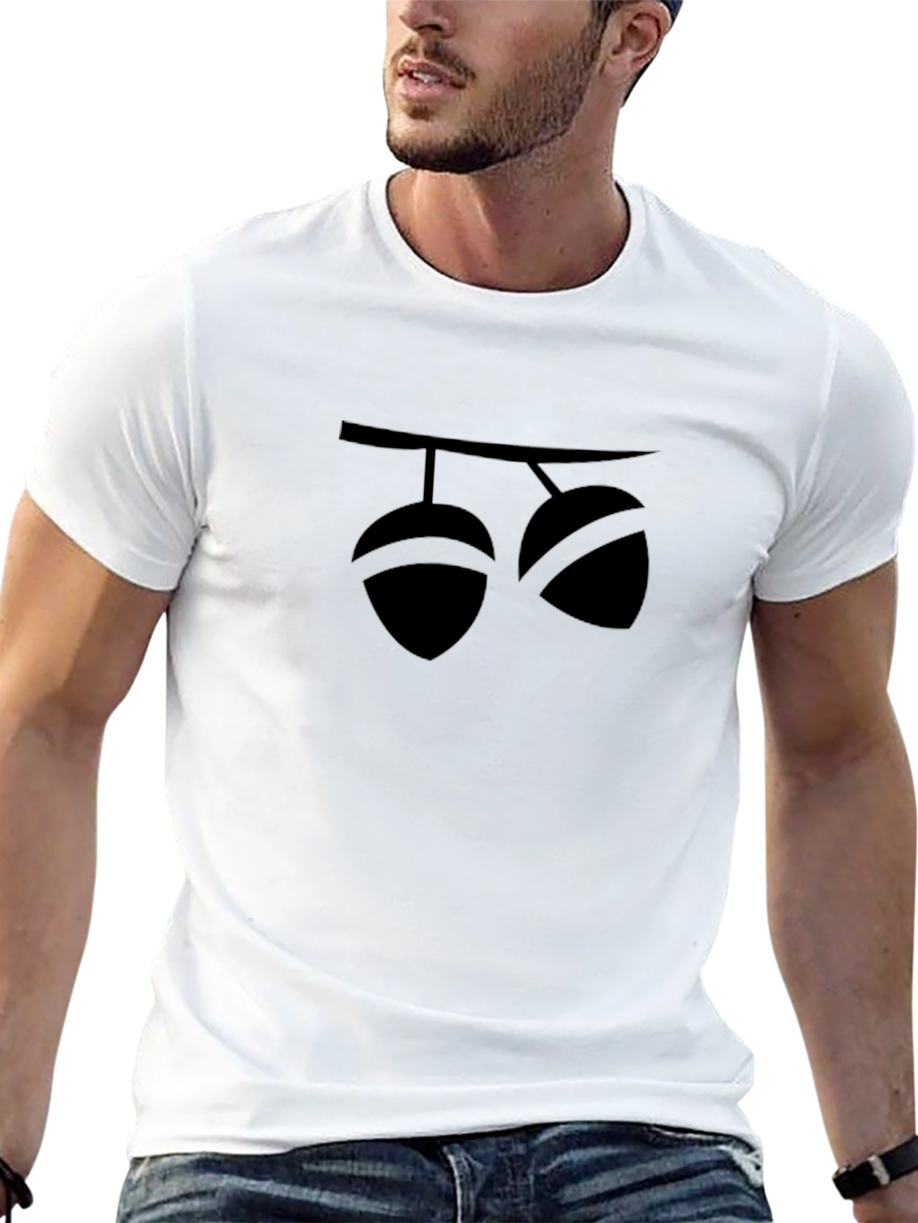 Acorn Graphic Black T-Shirt Modern Style