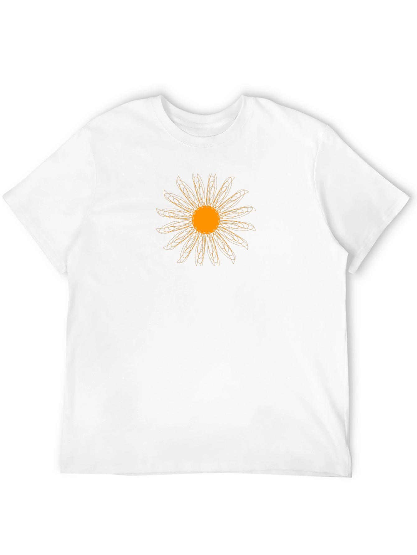 Black T-Shirt with Geometric Flower Design