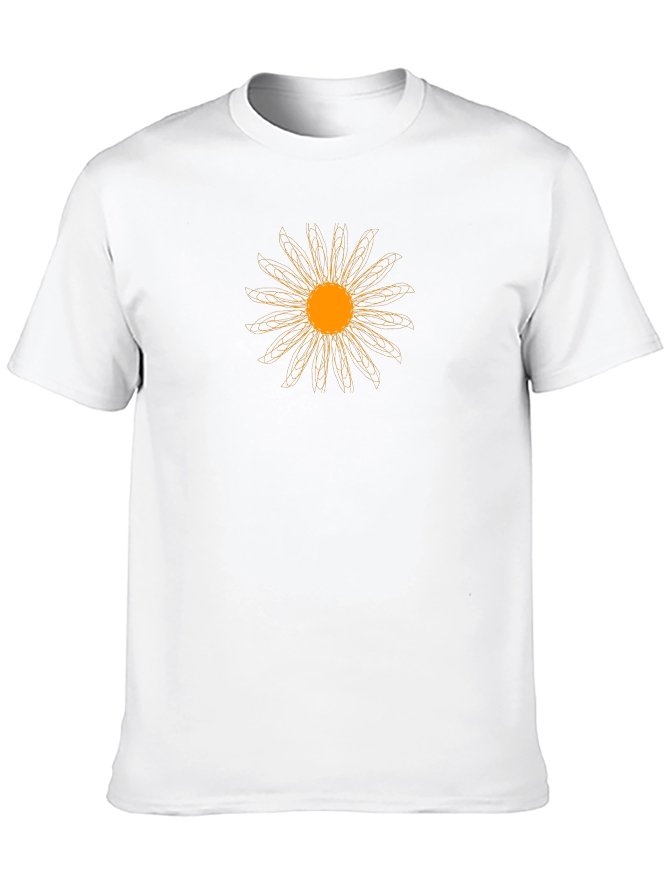 Black T-Shirt with Geometric Flower Design